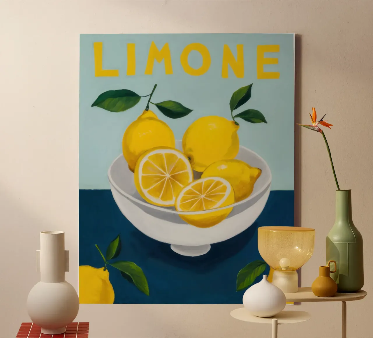 Limoncello Summer Dream tela con Cornice a cassetta da Astra Mist