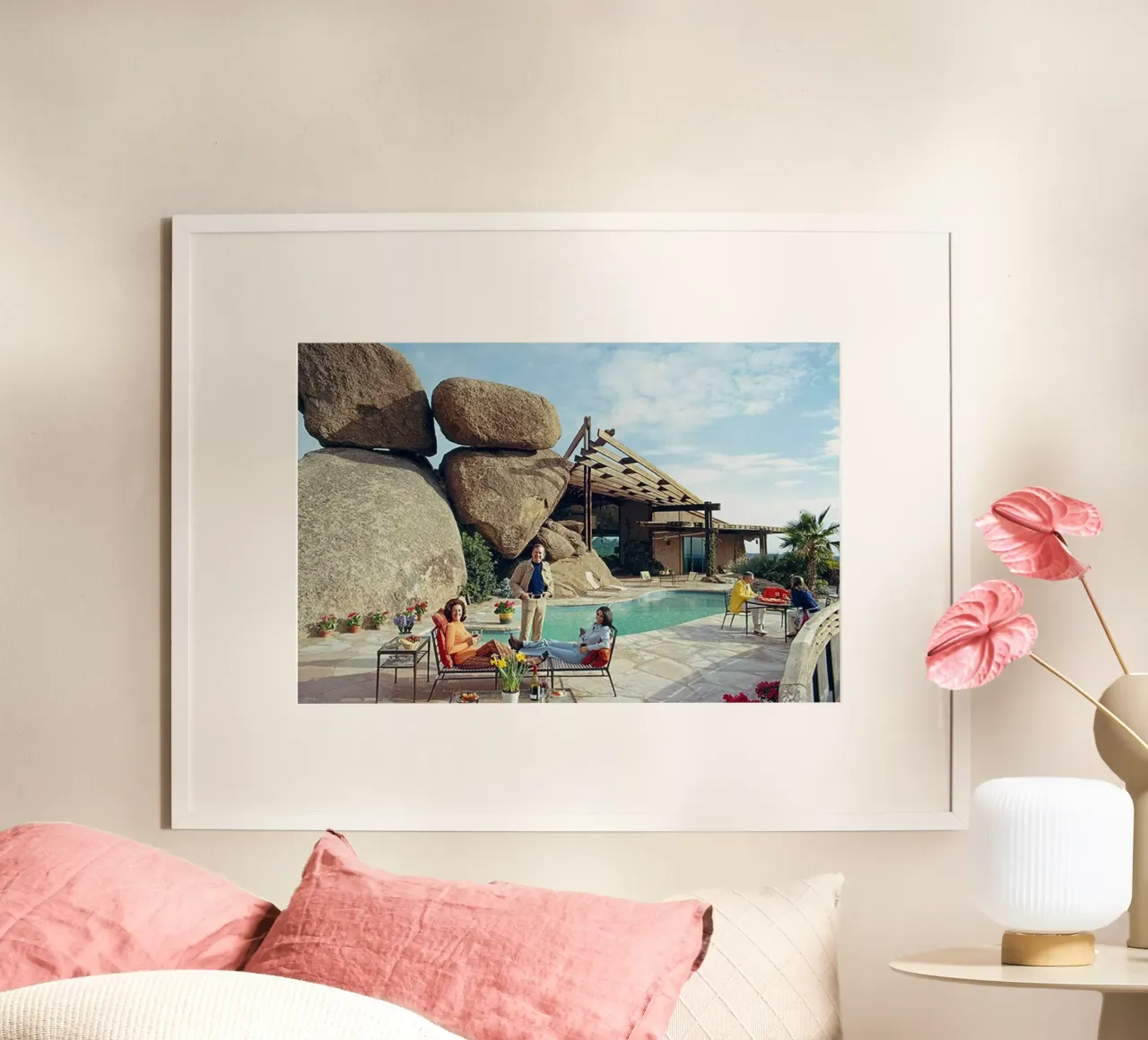 Gathering at the Pool poster with plastic frame by The Poster UK
