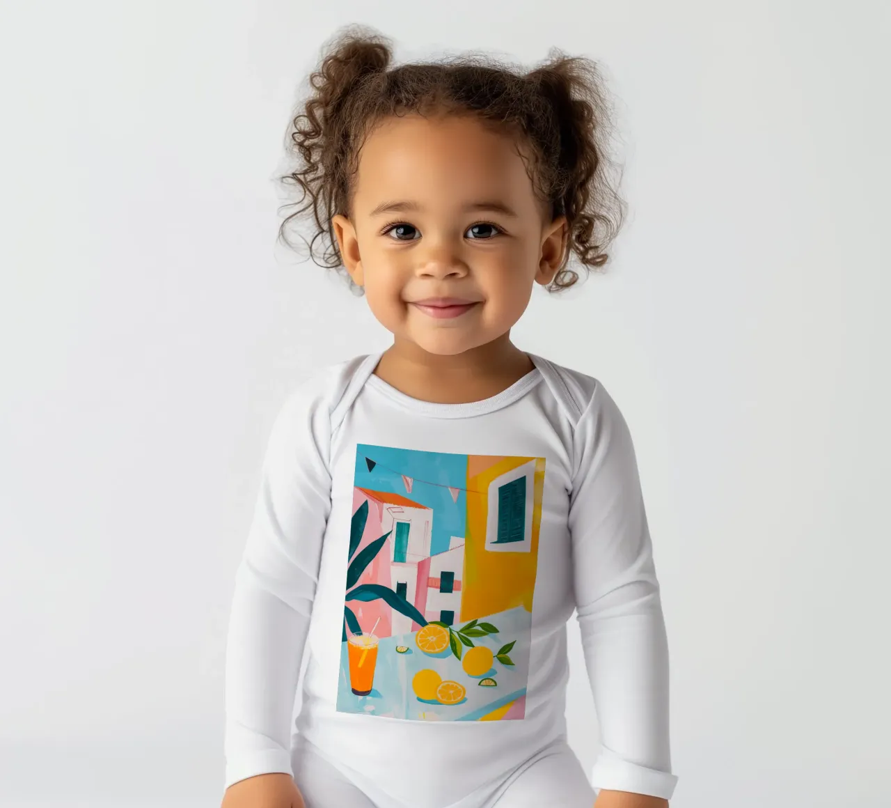 Brunch in Valencia long-sleeve baby romper by LeDieg