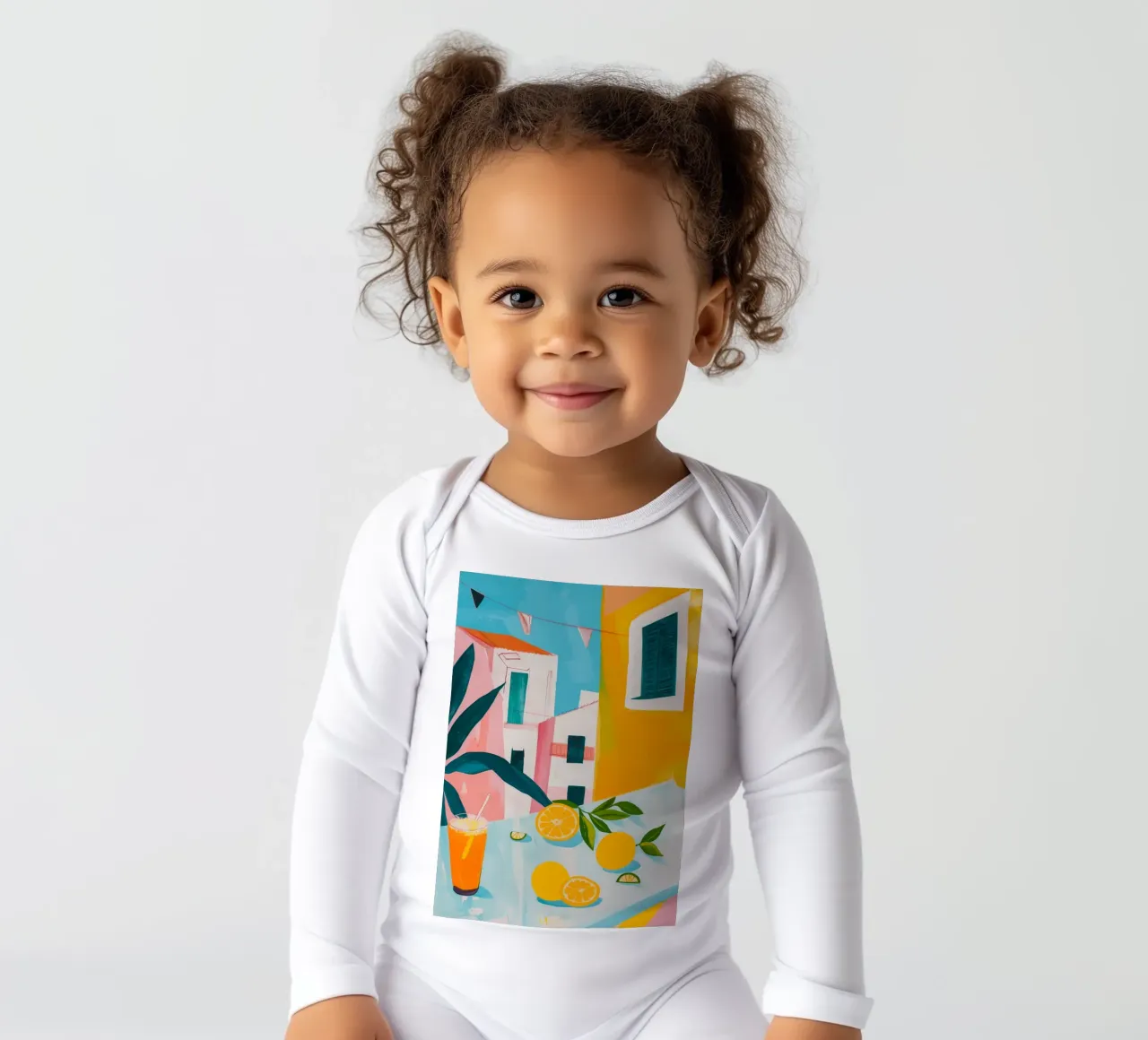 Brunch in Valencia long-sleeve baby romper by LeDieg