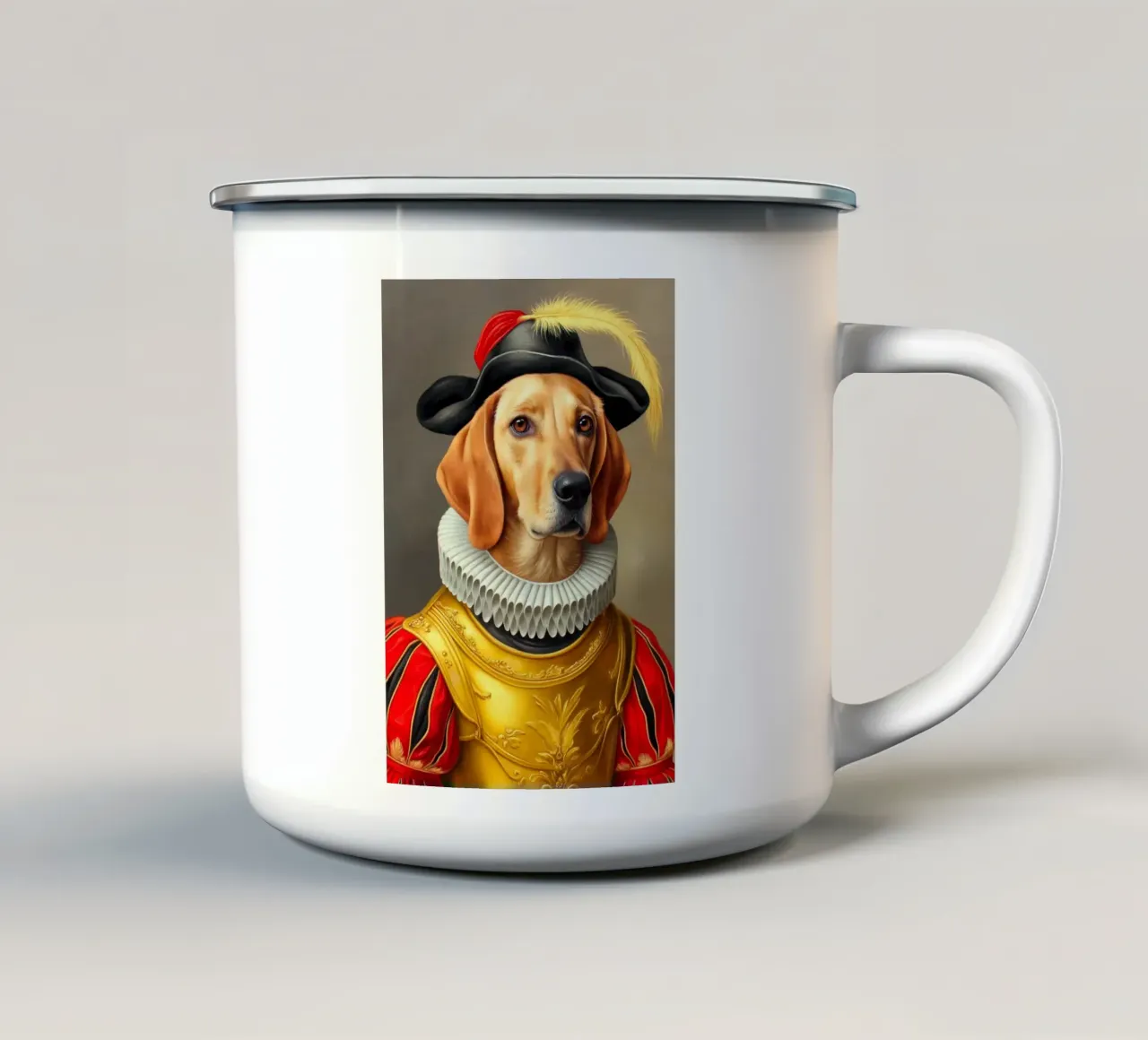 Cane rinascimentale tazza in smalto da Fleur de Lys
