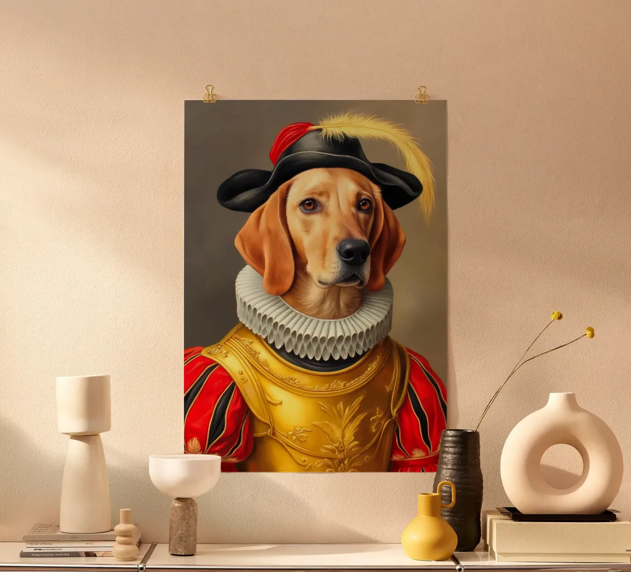 Cane rinascimentale poster con telaio in alluminio da Fleur de Lys