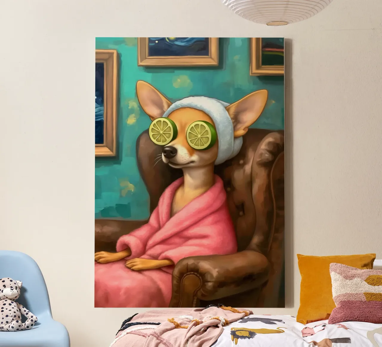 Giornata Spa per cani Chihuahua tela con Cornice a cassetta da Fleur de Lys