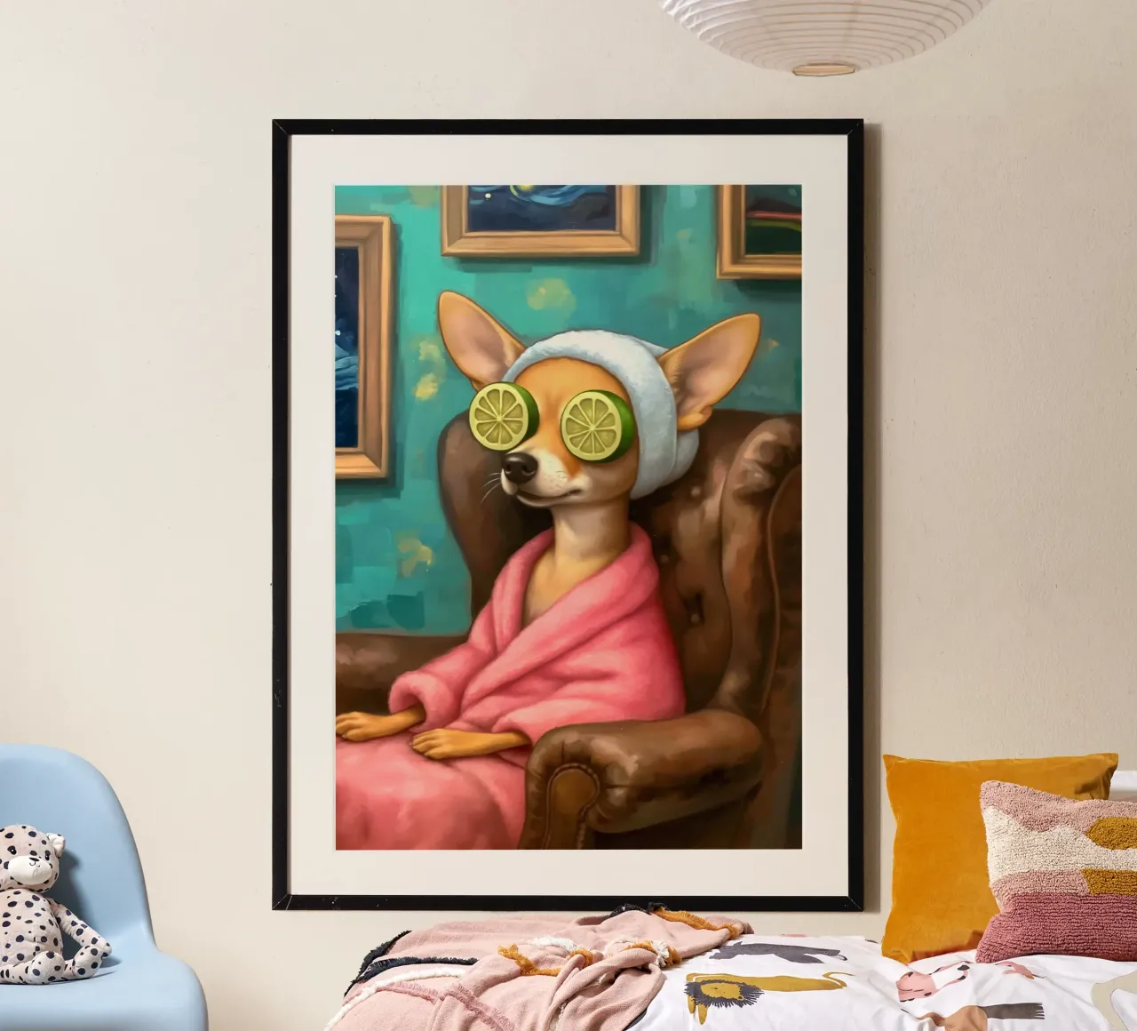 Giornata Spa per cani Chihuahua poster con telaio in alluminio da Fleur de Lys