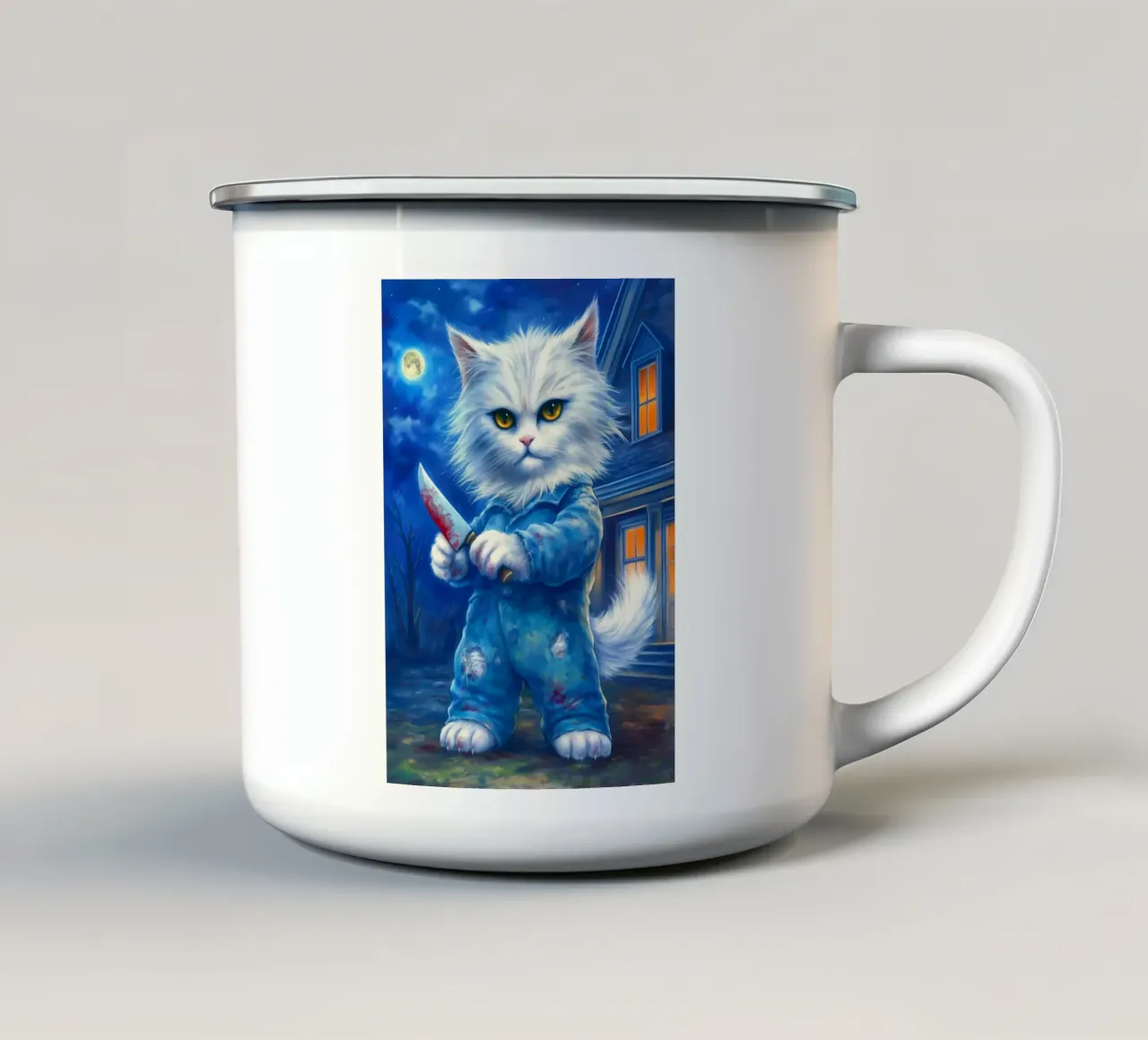 Gatto di Halloween tazza in smalto da Fleur de Lys