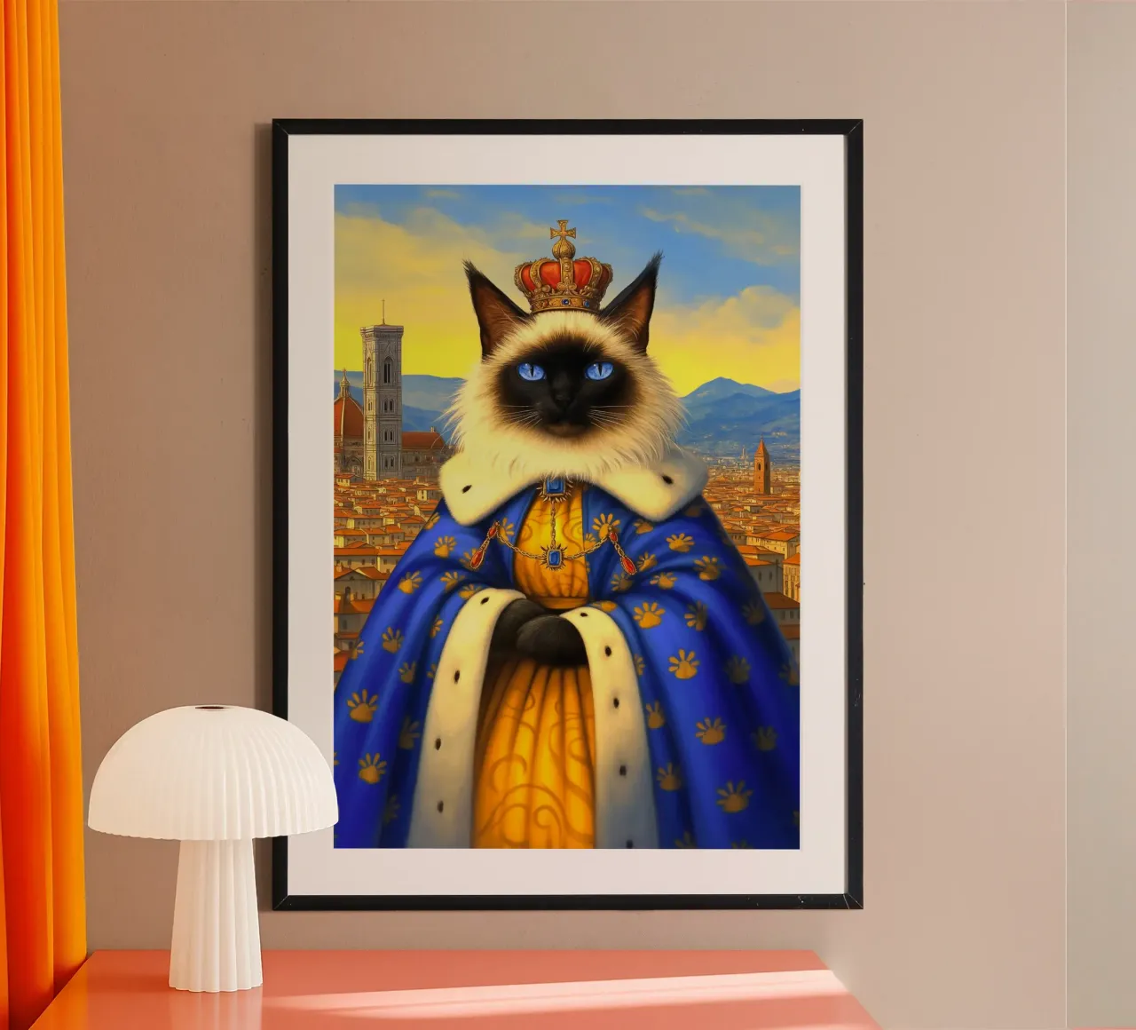 Gatto reale rinascimentale a Firenze poster con telaio in plastica da Fleur de Lys