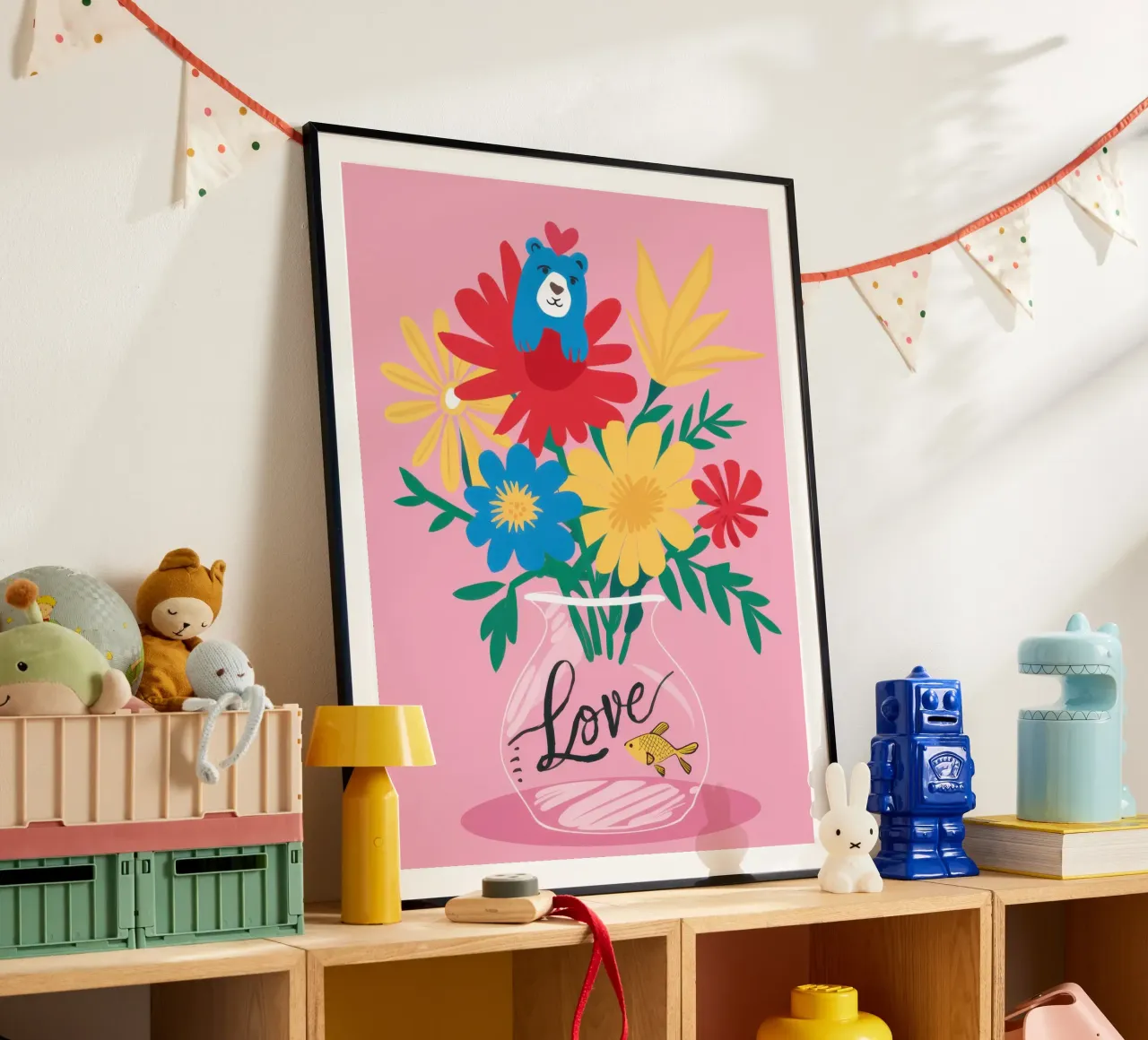 Bouquet d'amore con dedica poster con telaio in plastica da Bara Suara