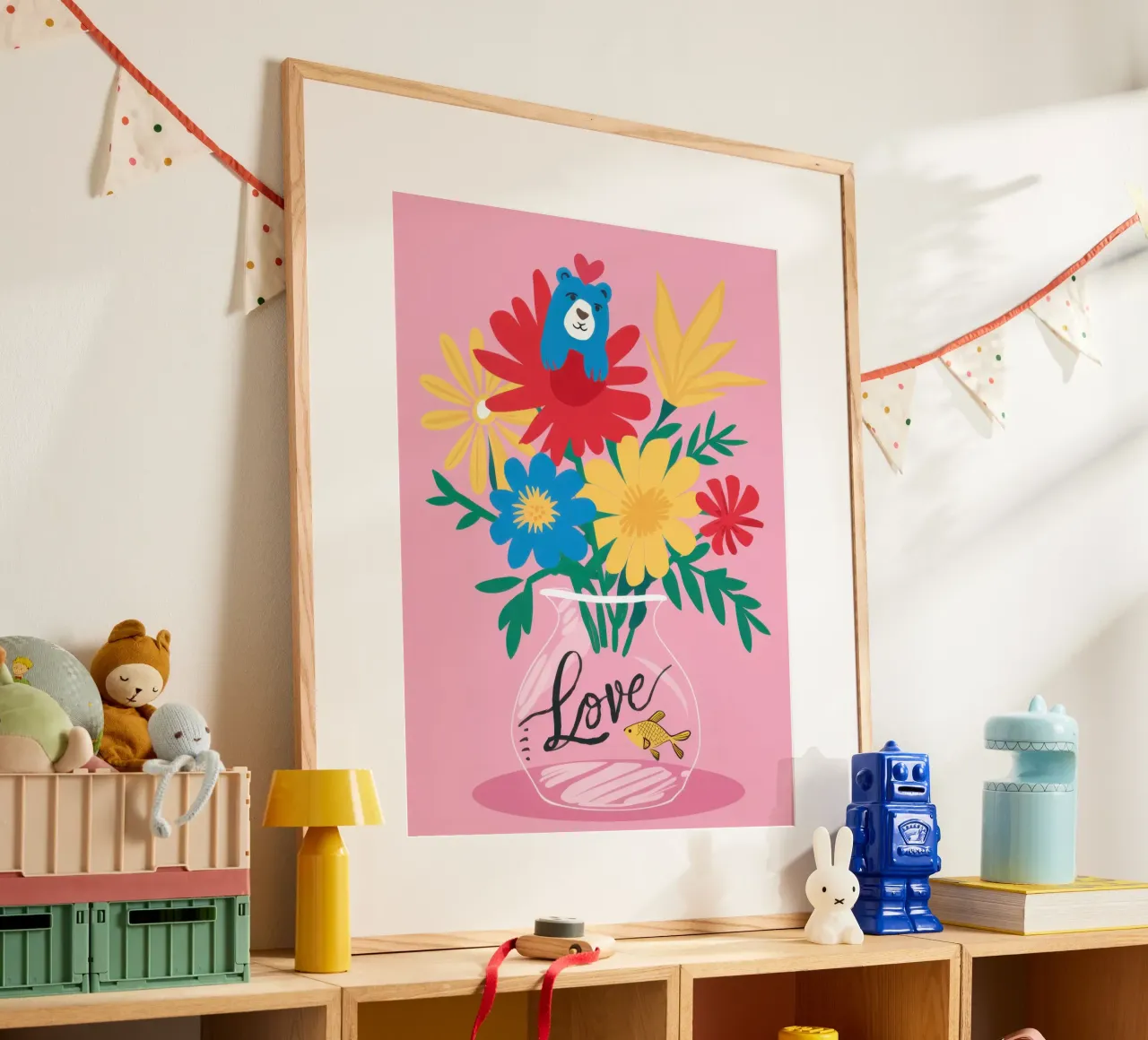 Bouquet d'amore con dedica poster con telaio in plastica da Bara Suara