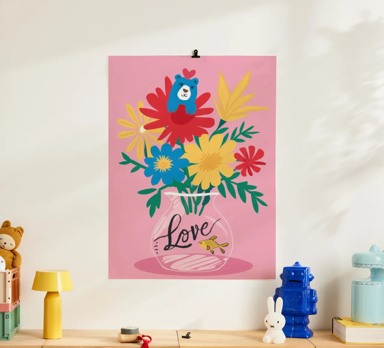 Bouquet d'amore con dedica poster con telaio in plastica da Bara Suara