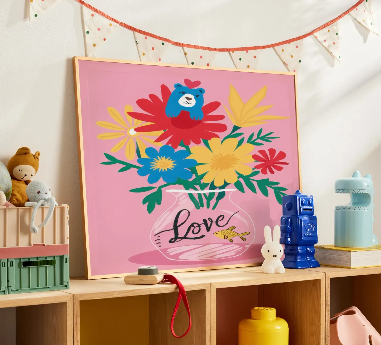 Bouquet d'amore con dedica poster con telaio in plastica da Bara Suara