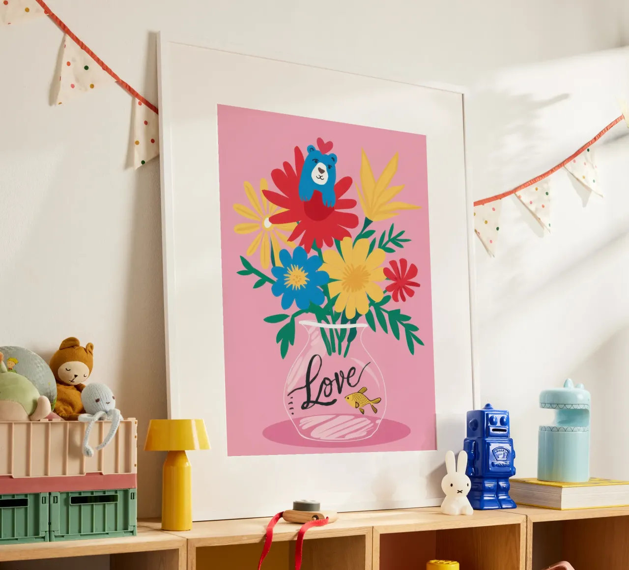 Bouquet d'amore con dedica poster con telaio in plastica da Bara Suara