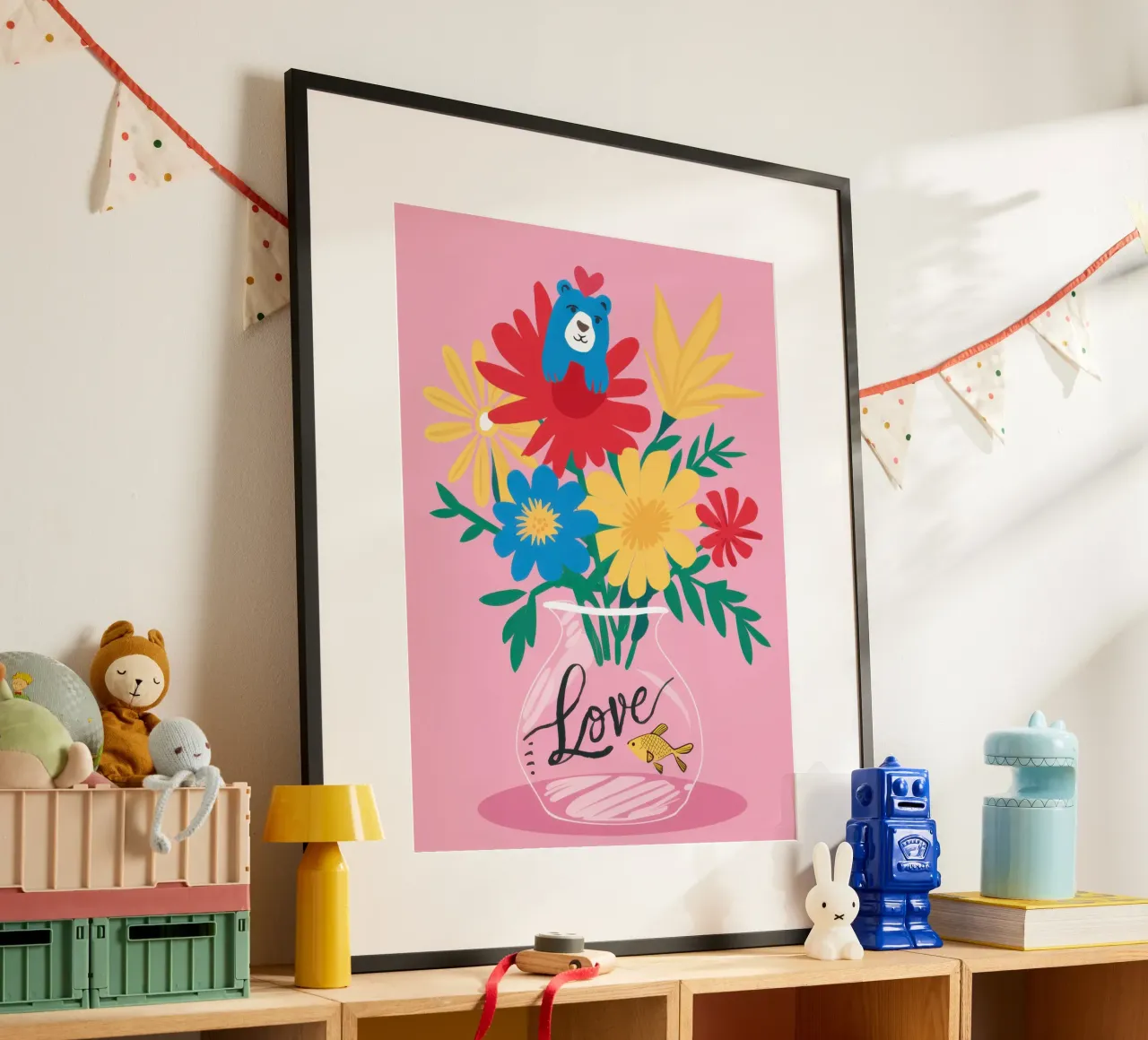 Bouquet d'amore con dedica poster con telaio in plastica da Bara Suara