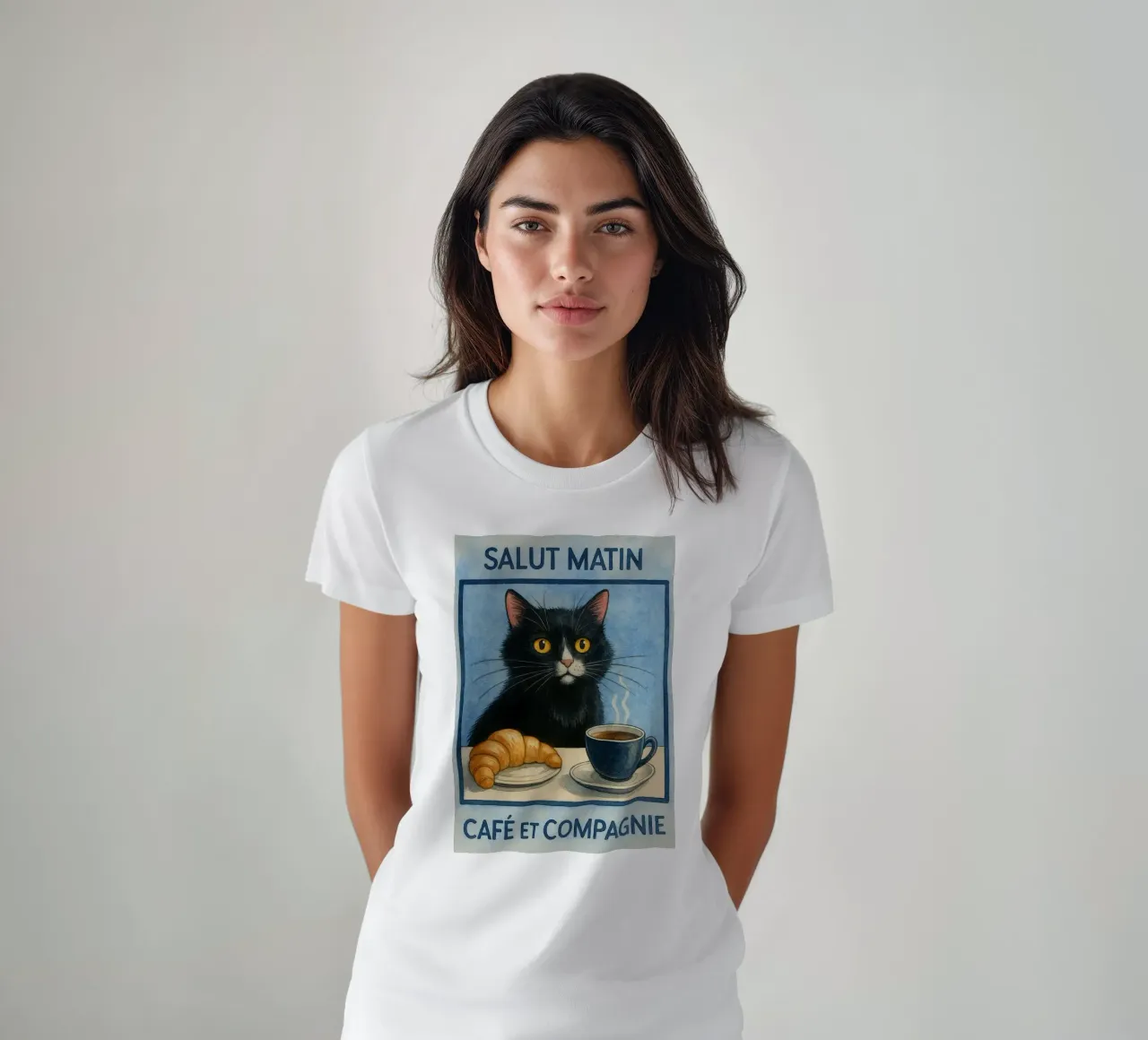 caffè mattutino e gatto in compagnia t-shirt da hexis