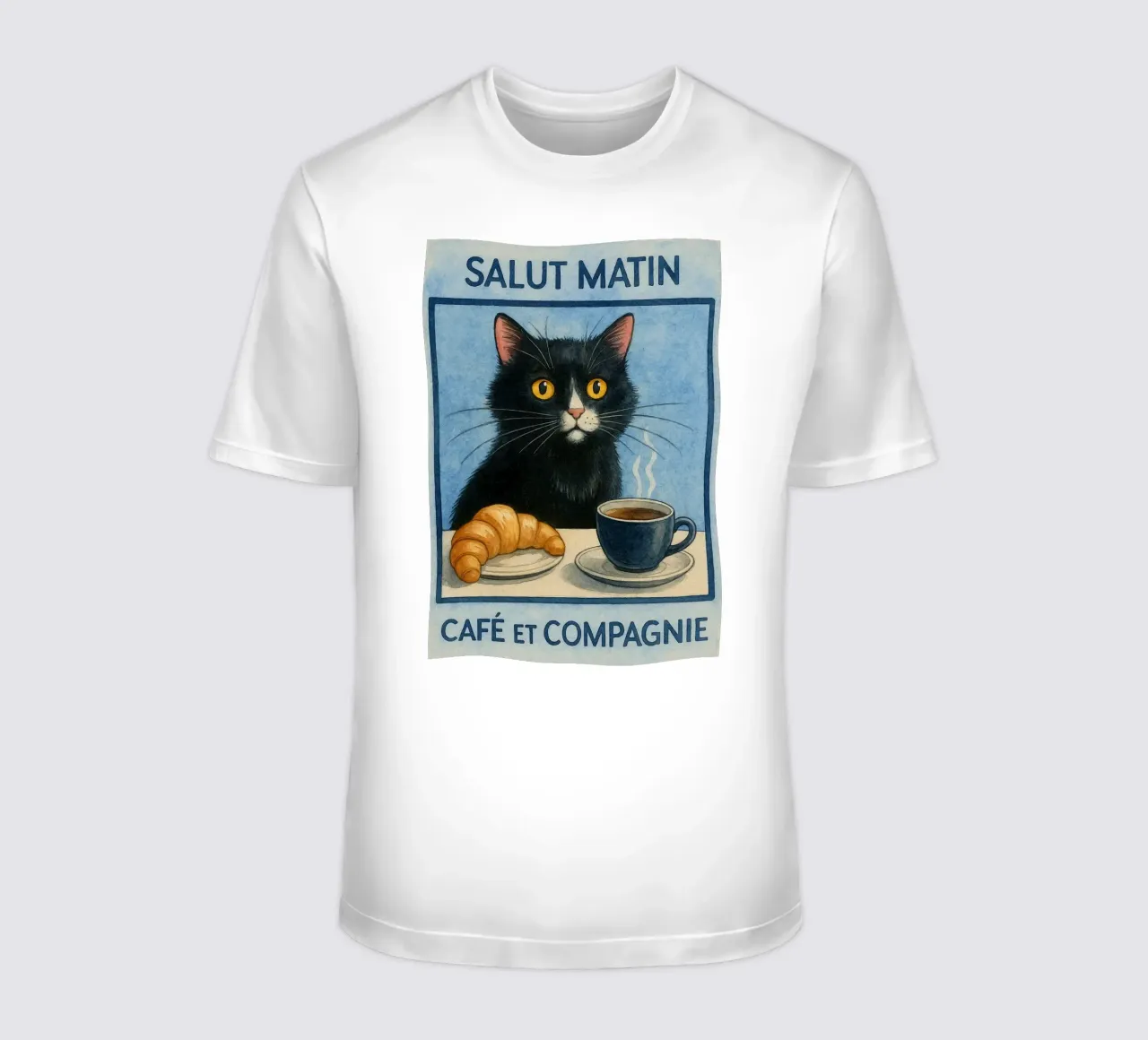caffè mattutino e gatto in compagnia t-shirt da hexis