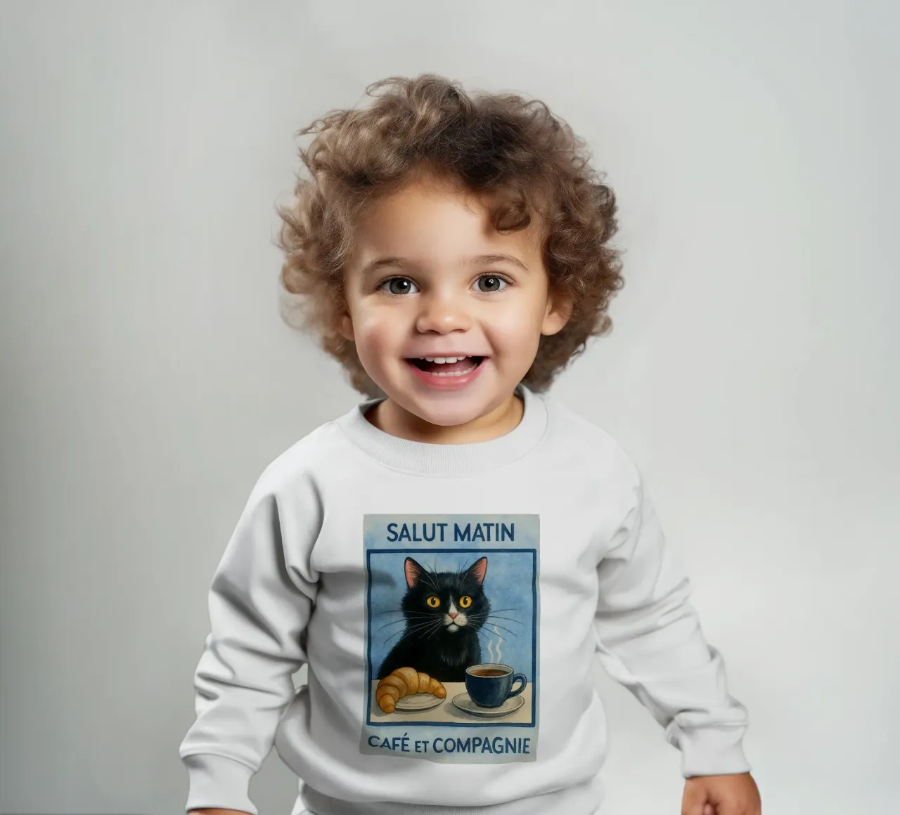 caffè mattutino e gatto in compagnia felpa neonato da hexis