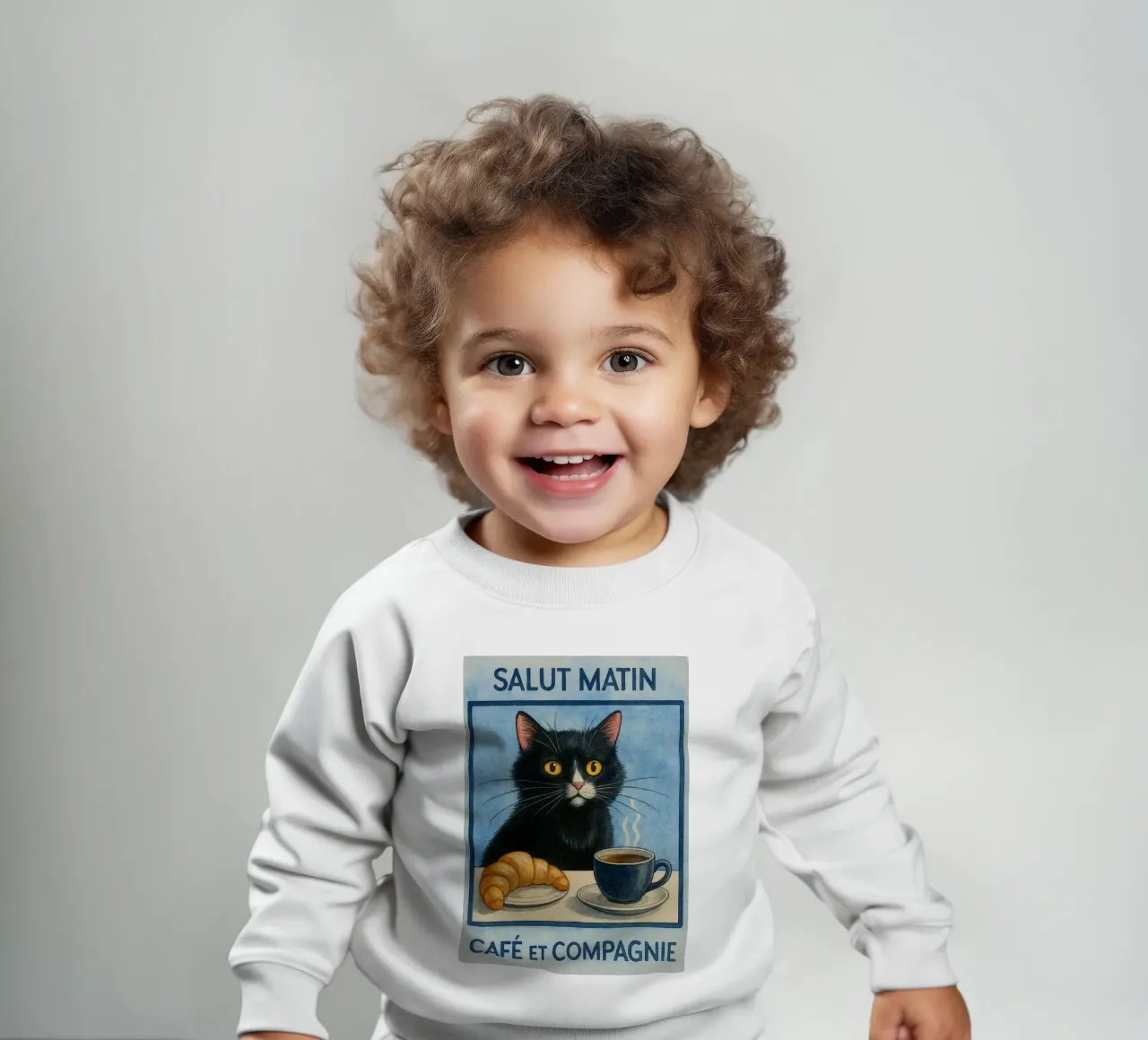 caffè mattutino e gatto in compagnia felpa neonato da hexis