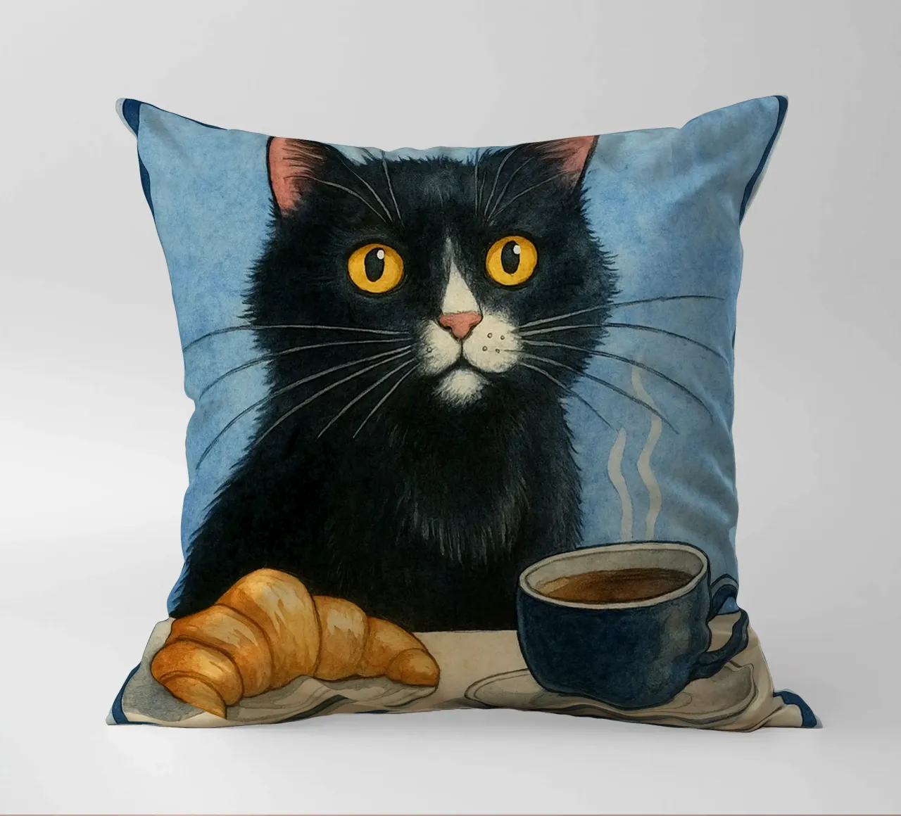 caffè mattutino e gatto in compagnia cuscino da hexis