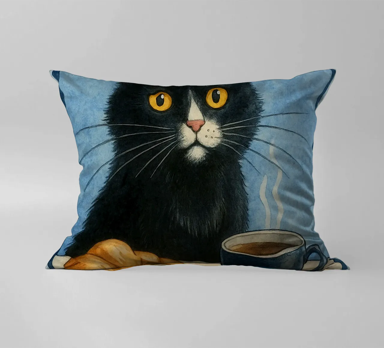 caffè mattutino e gatto in compagnia cuscino da hexis