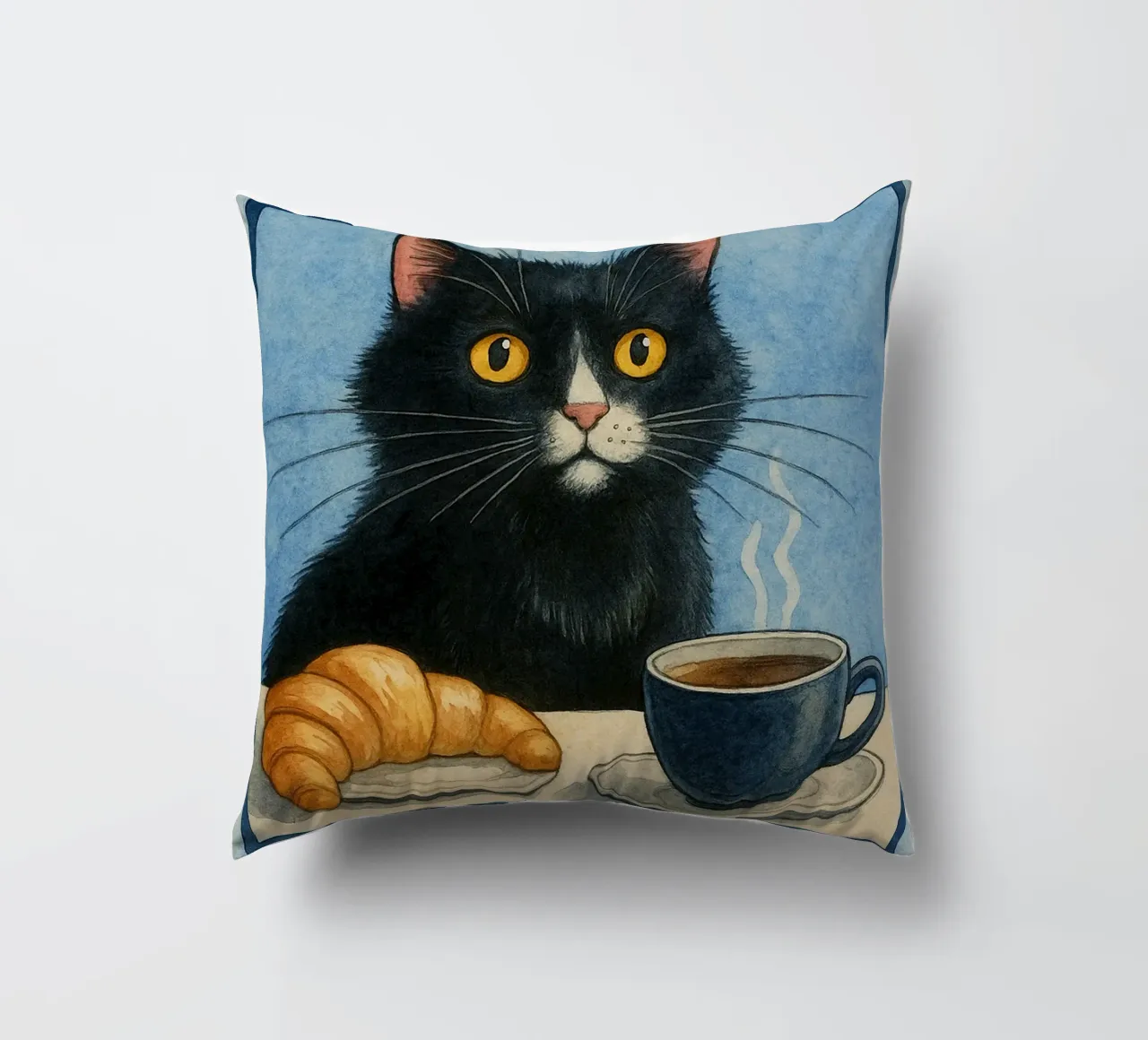 caffè mattutino e gatto in compagnia cuscino da hexis