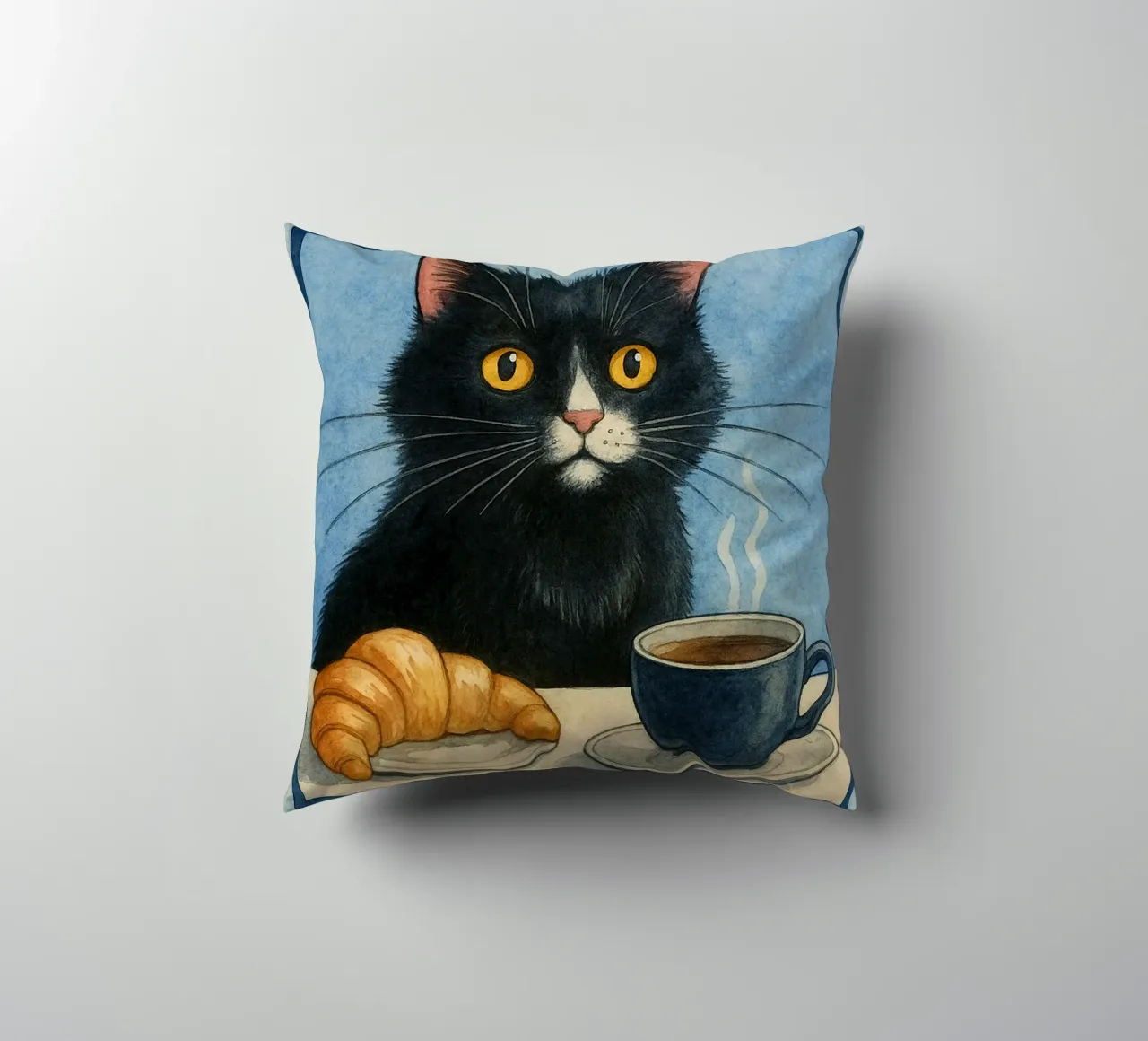 caffè mattutino e gatto in compagnia cuscino da hexis
