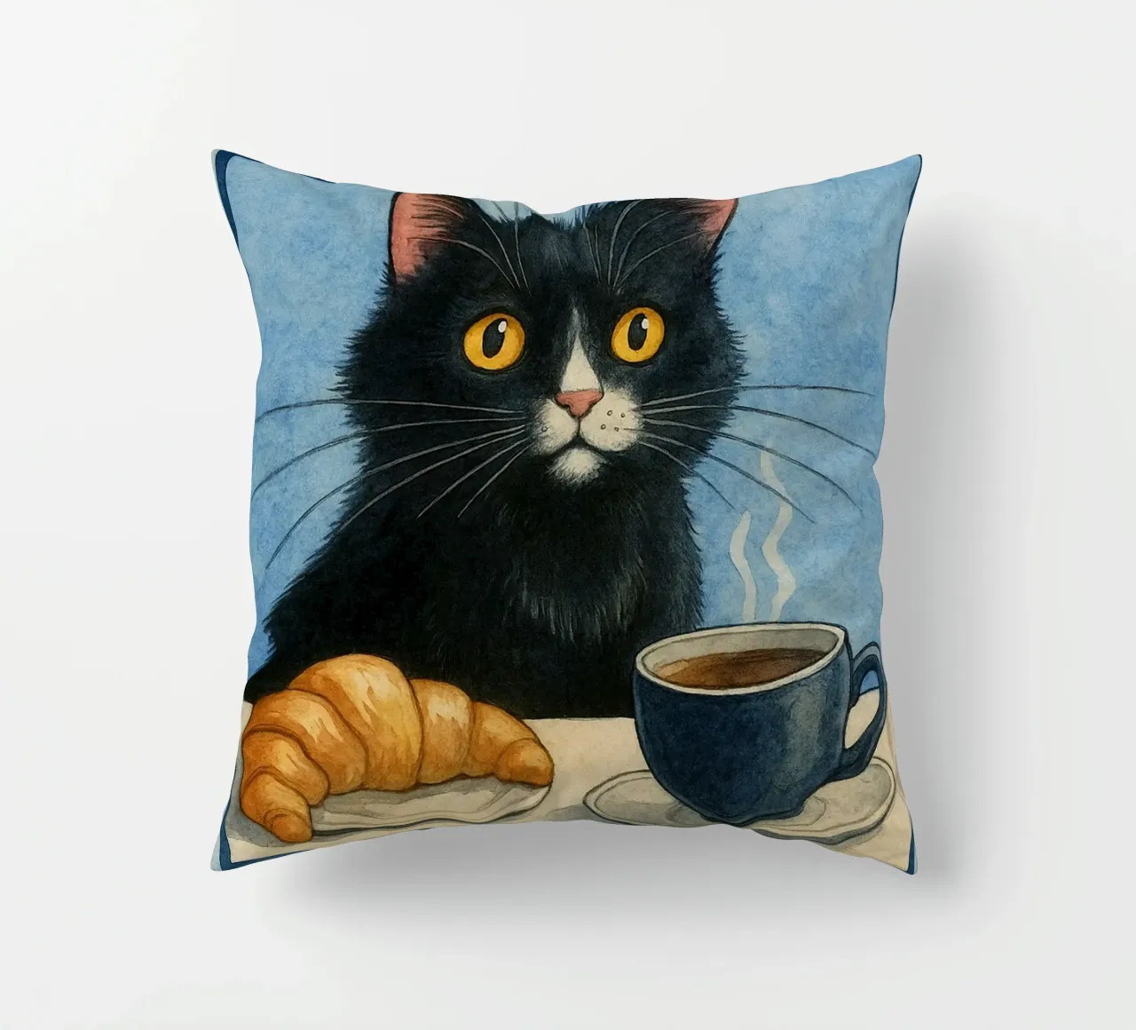 caffè mattutino e gatto in compagnia cuscino da hexis