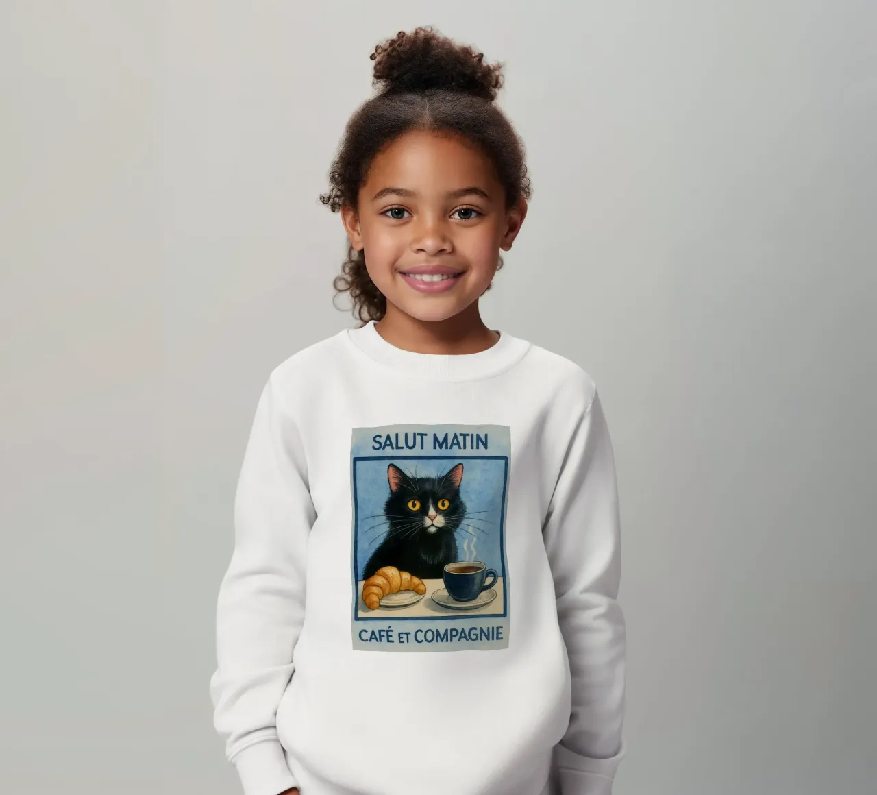 caffè mattutino e gatto in compagnia felpa bambino da hexis