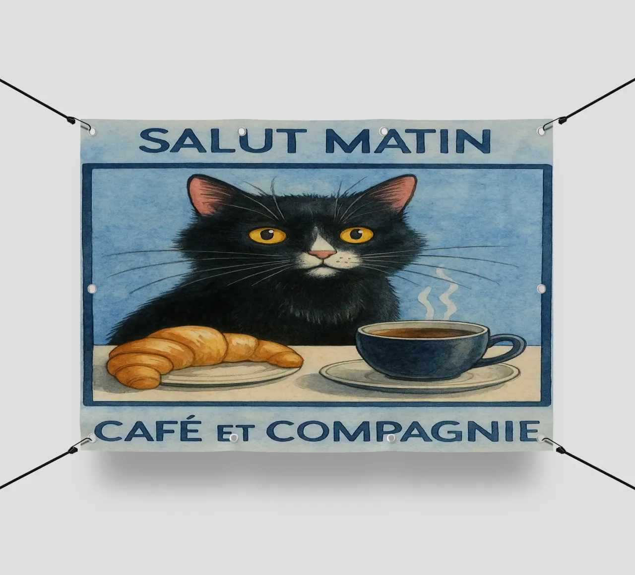 caffè mattutino e gatto in compagnia telo in pvc da hexis