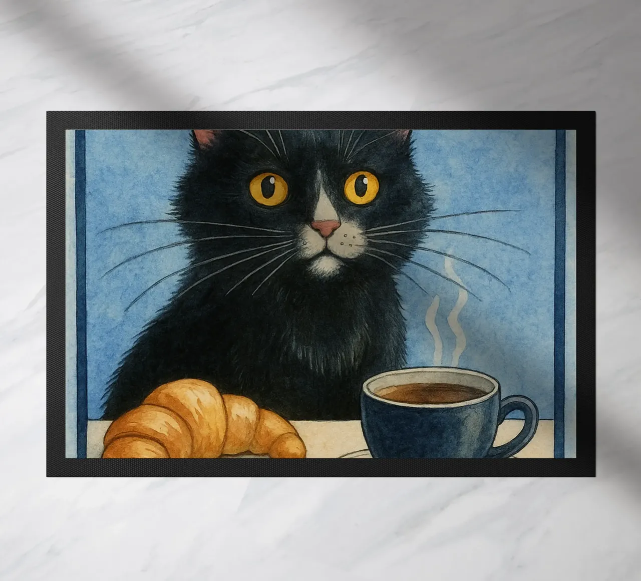 caffè mattutino e gatto in compagnia zerbino da hexis