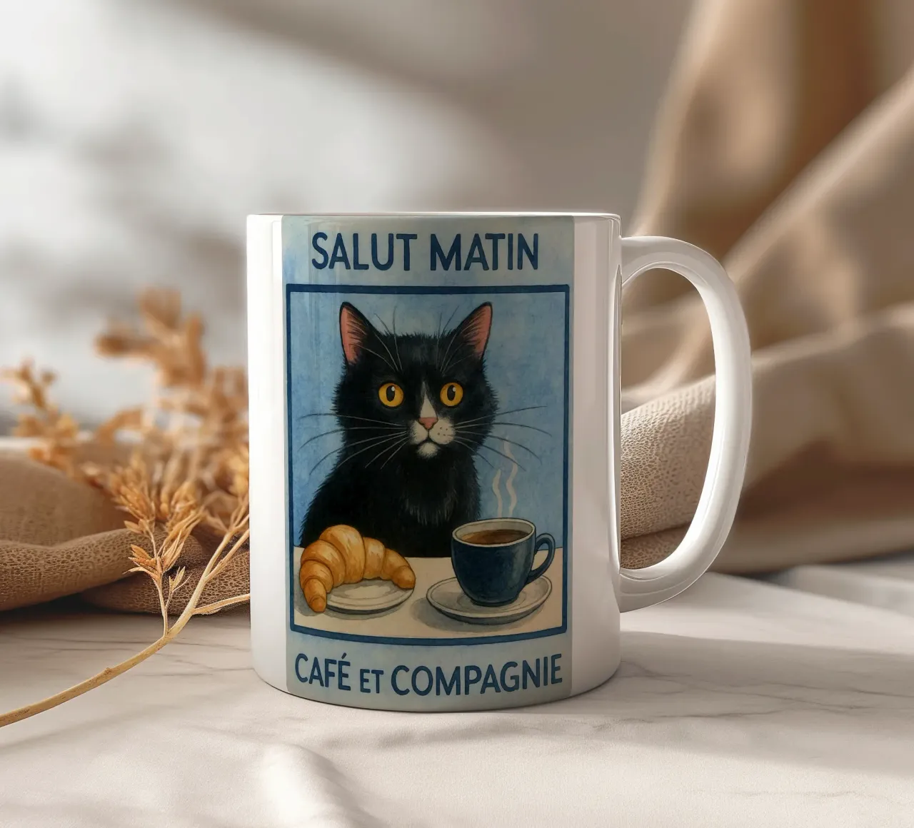 caffè mattutino e gatto in compagnia tazza in ceramica da hexis