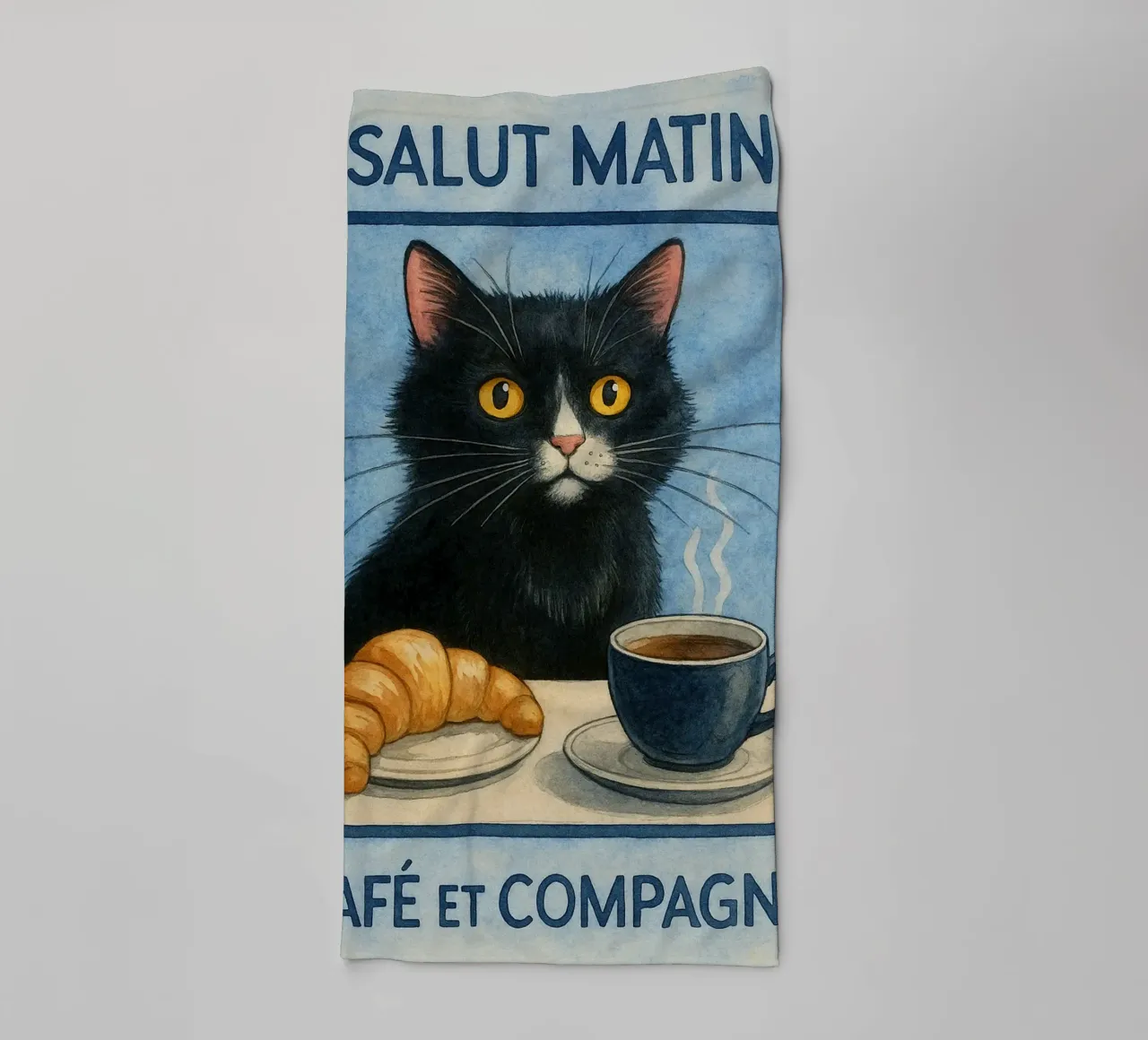 caffè mattutino e gatto in compagnia asciugamano da bagno da hexis