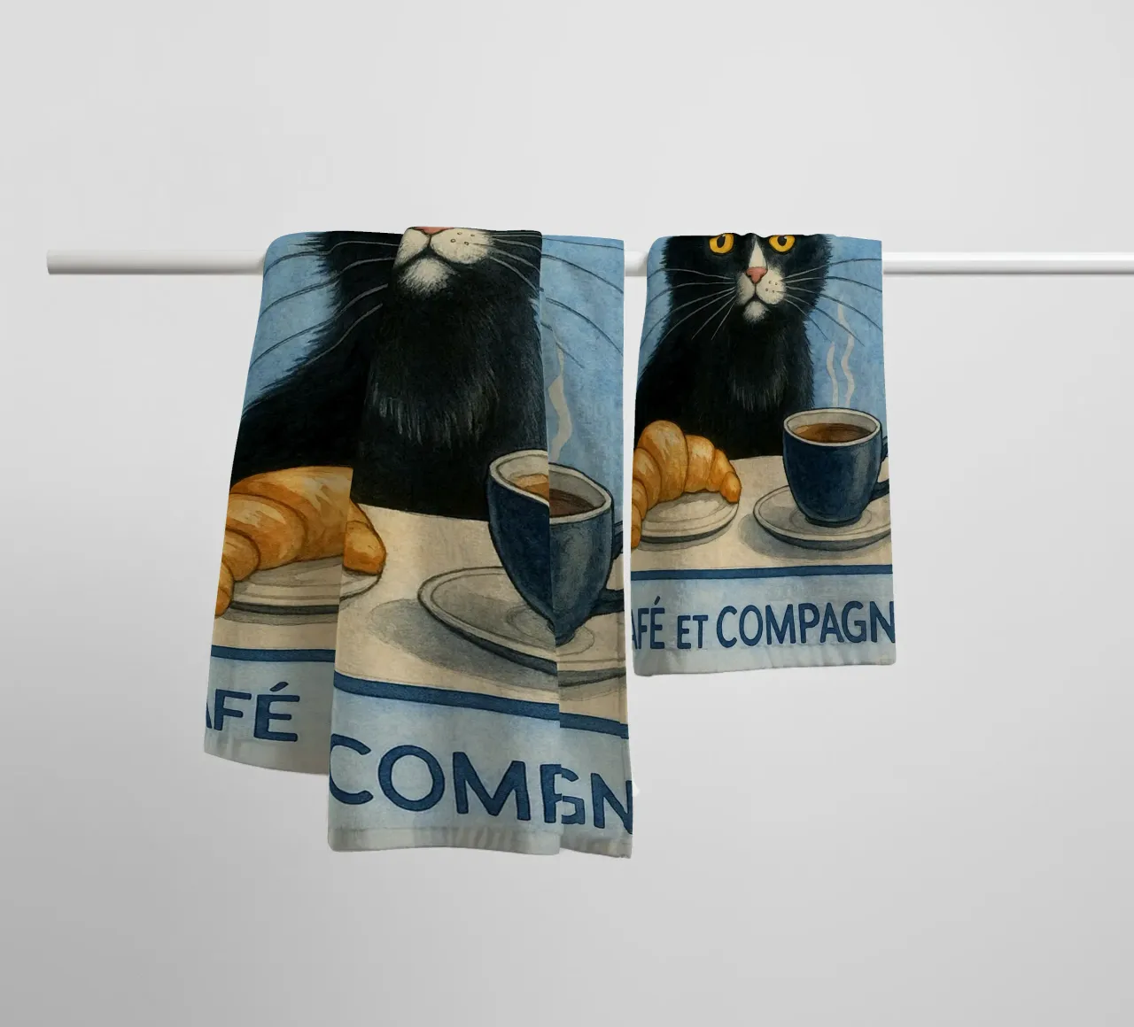 caffè mattutino e gatto in compagnia asciugamano da bagno da hexis