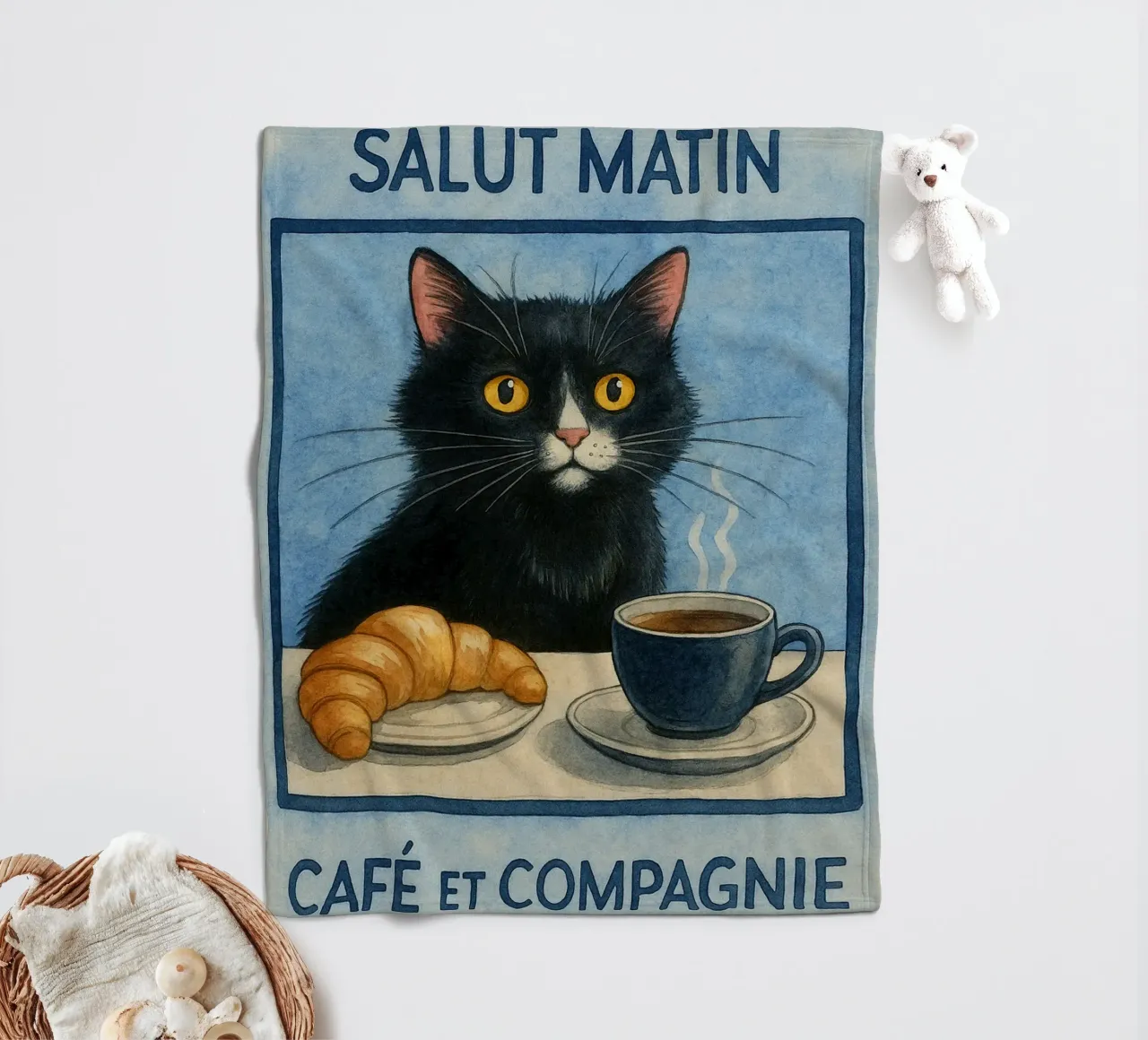 caffè mattutino e gatto in compagnia coperta in pile da hexis