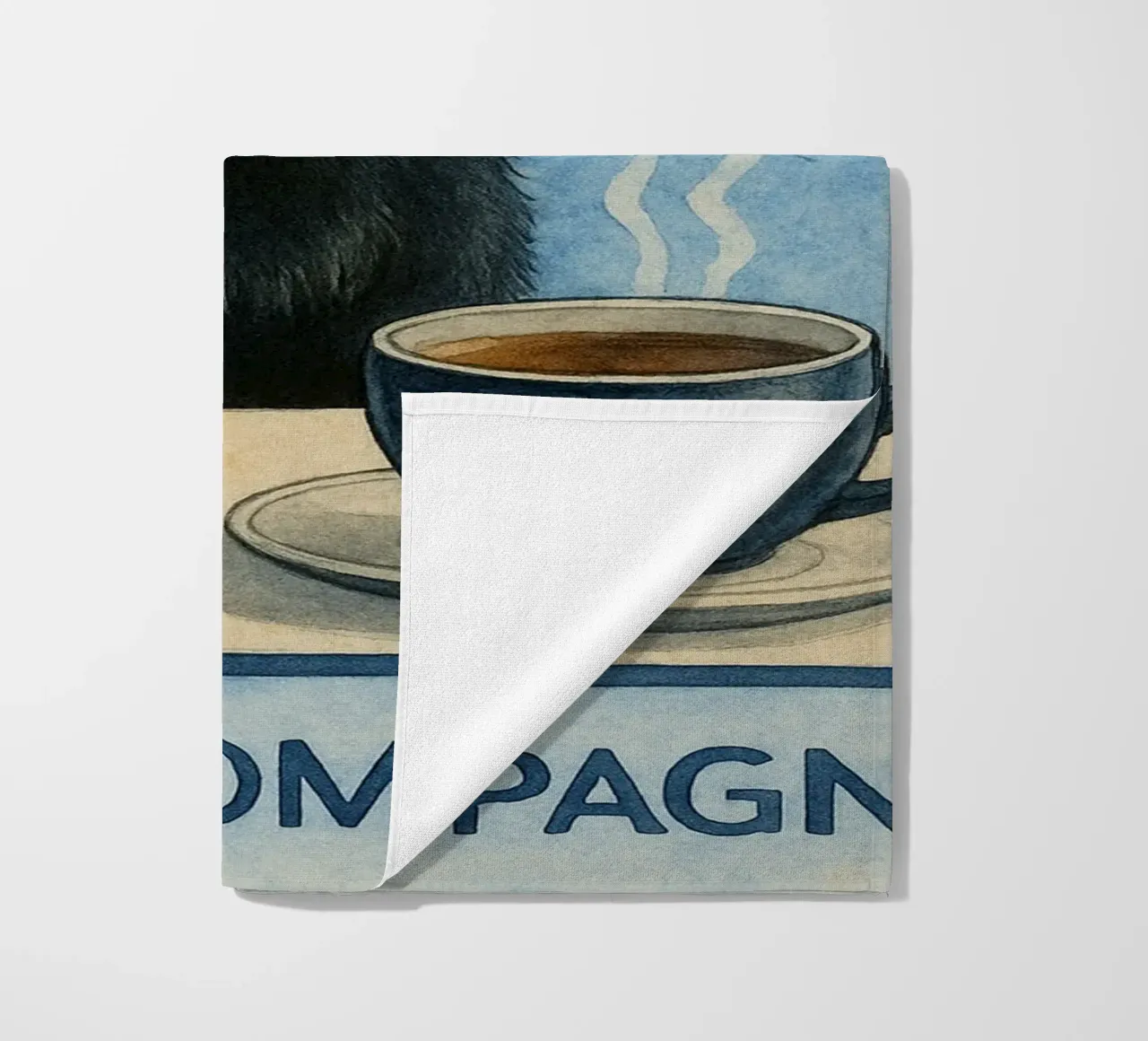 caffè mattutino e gatto in compagnia telo mare da hexis