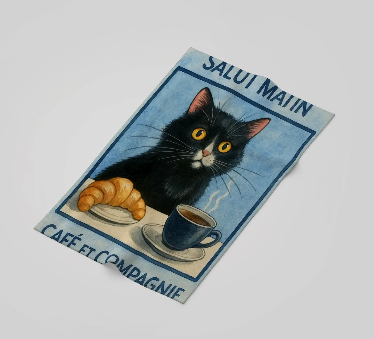 caffè mattutino e gatto in compagnia telo mare da hexis