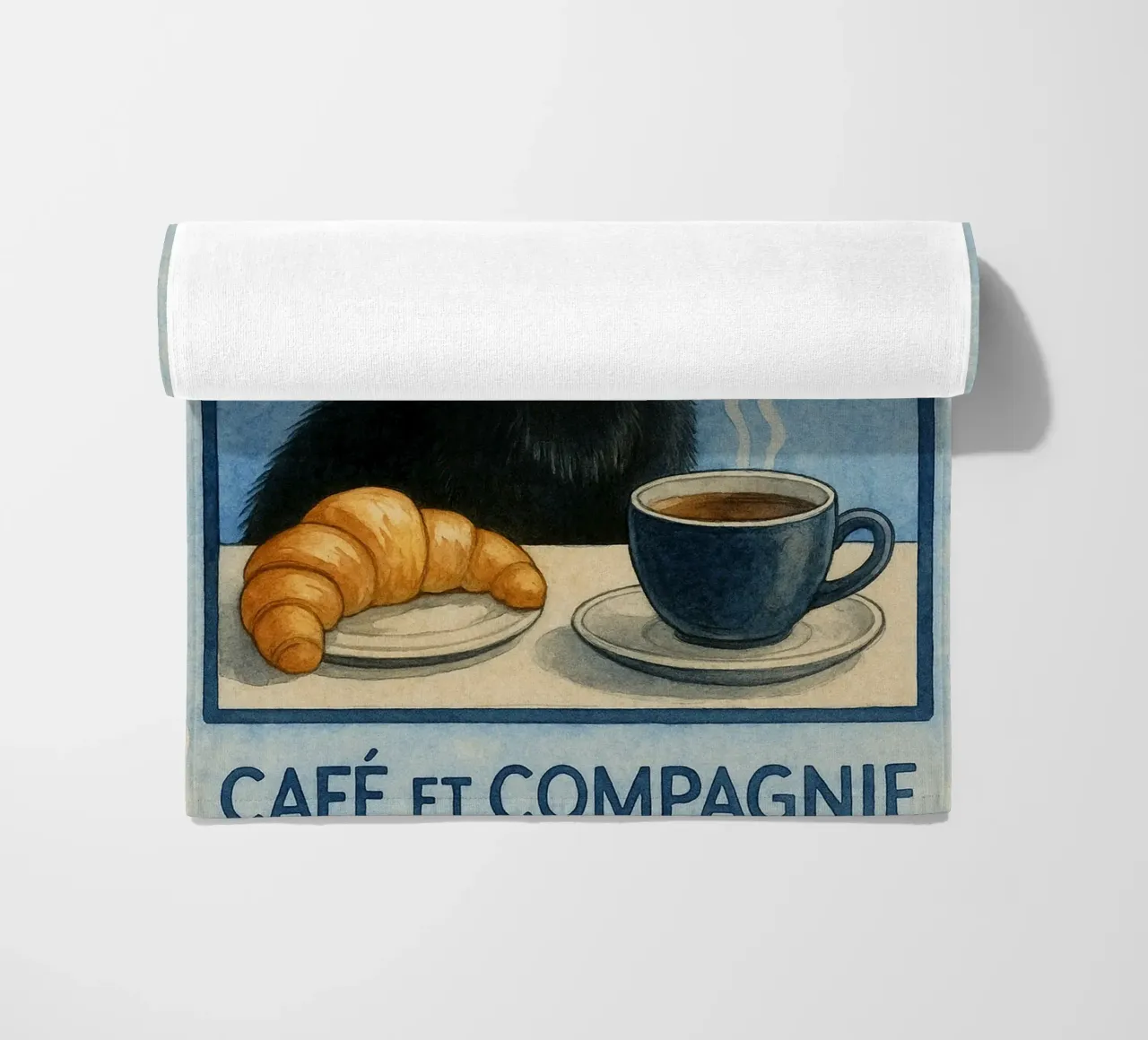 caffè mattutino e gatto in compagnia telo mare da hexis