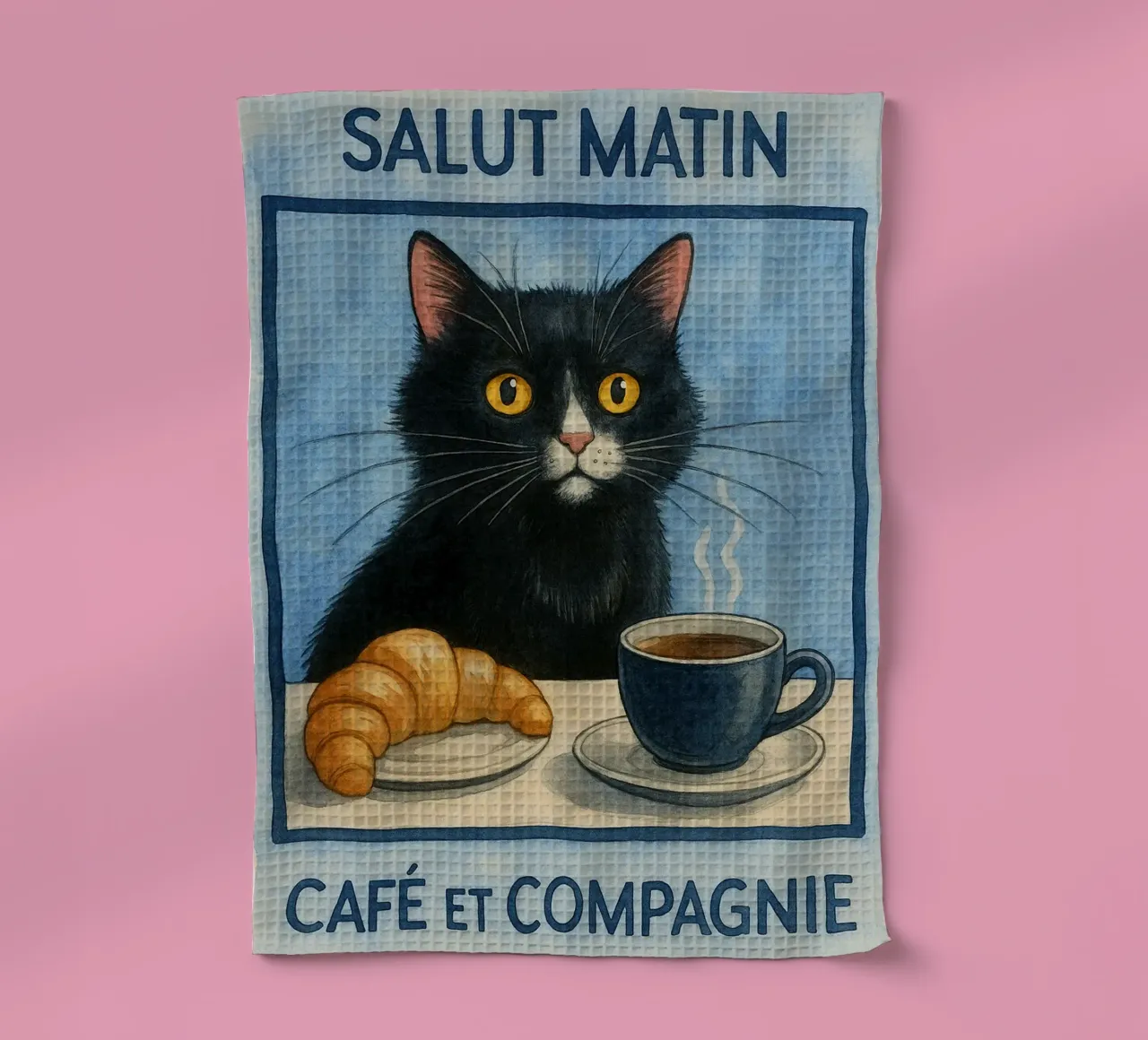 caffè mattutino e gatto in compagnia canovaccio da cucina da hexis