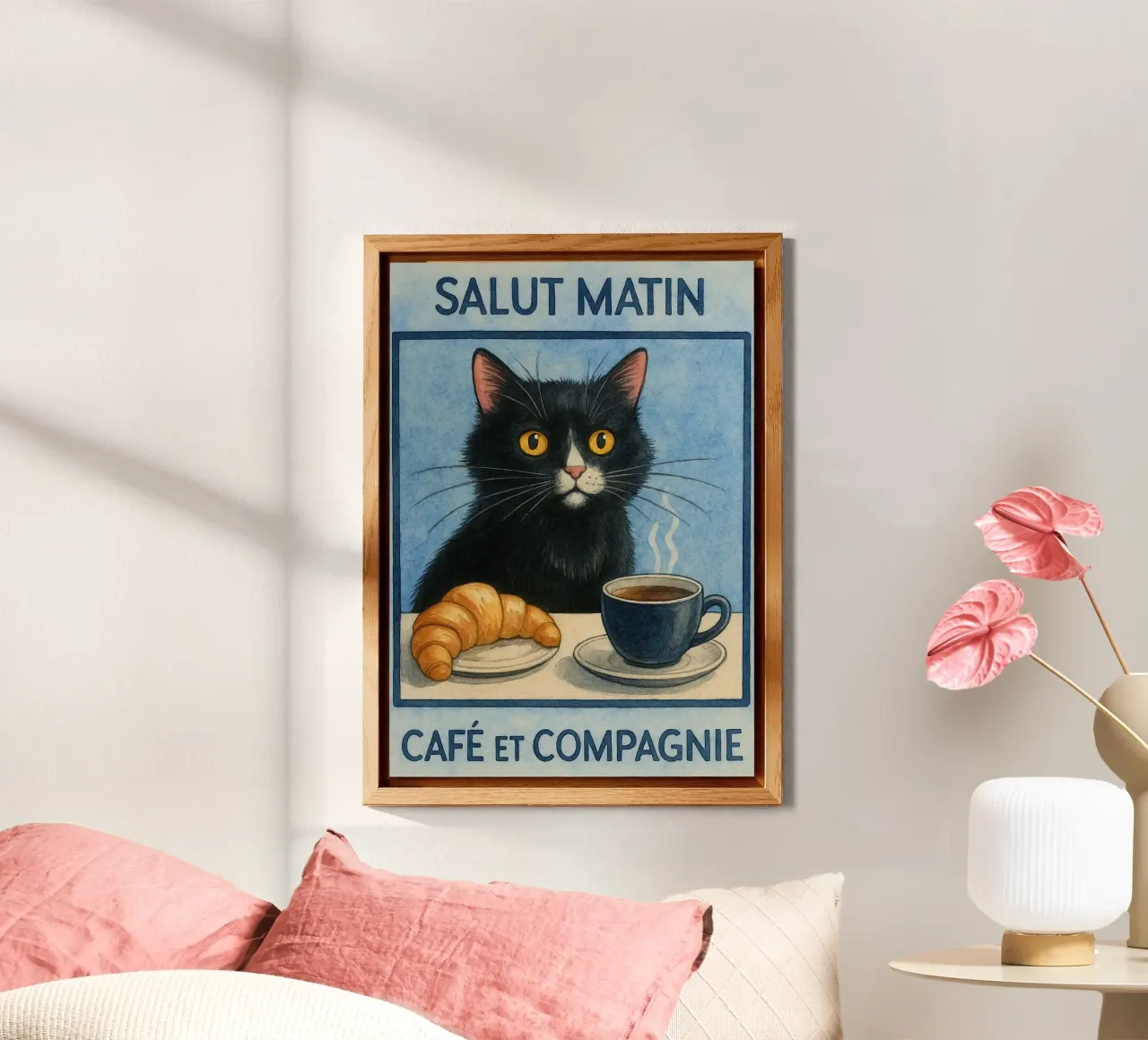 caffè mattutino e gatto in compagnia alluminio dibond da hexis