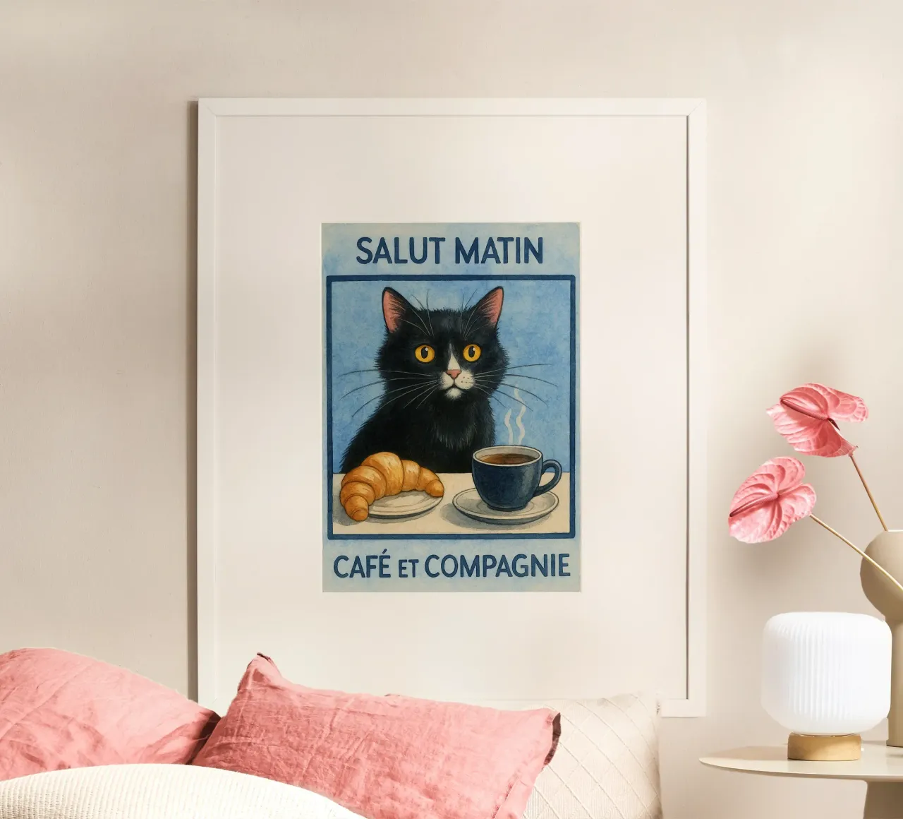 caffè mattutino e gatto in compagnia poster da hexis