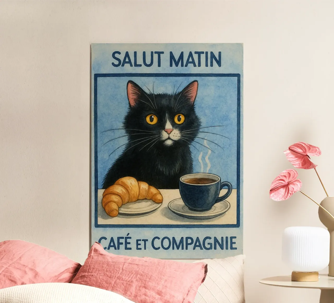 caffè mattutino e gatto in compagnia poster da hexis