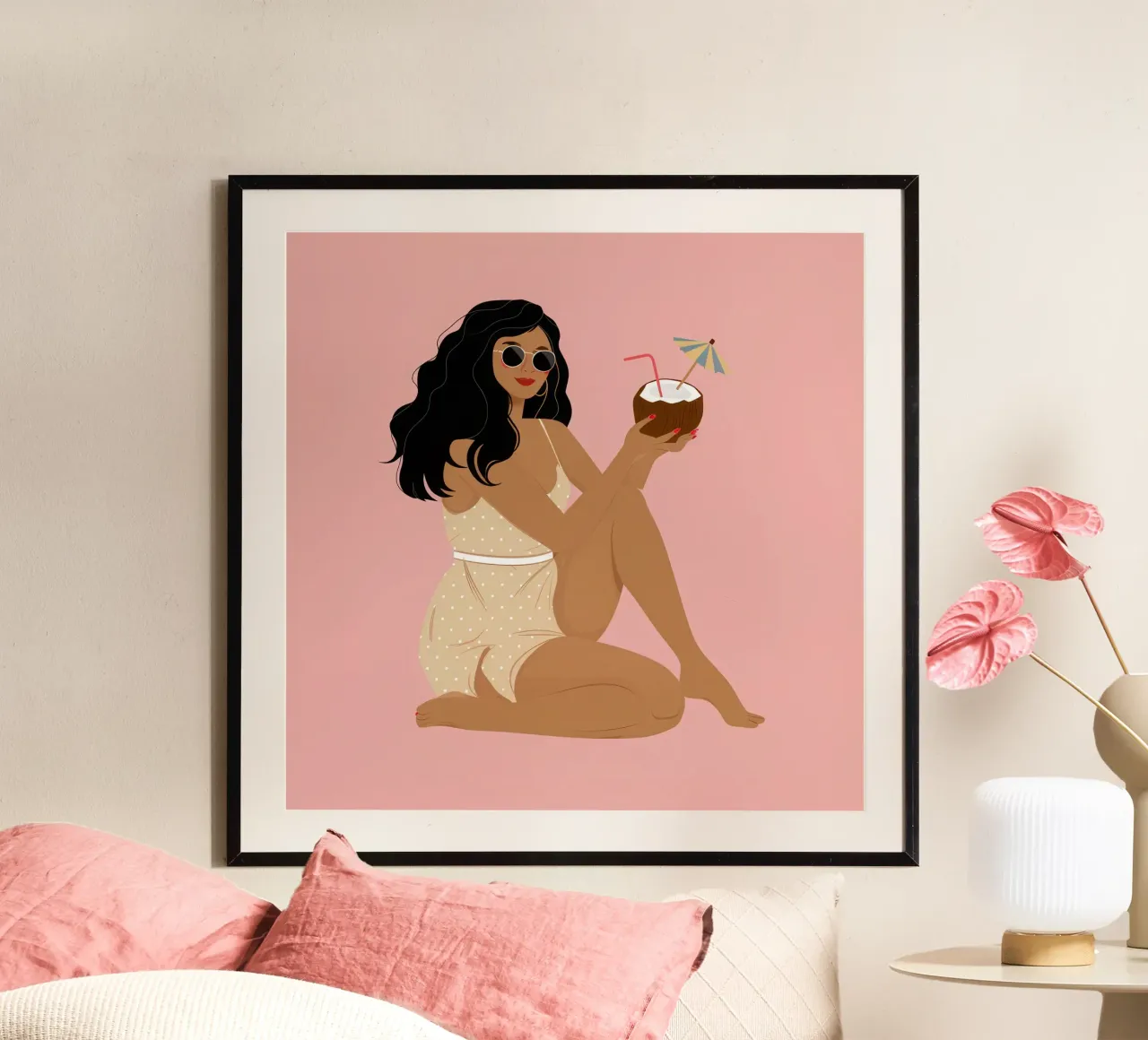 Sieste ensoleillée à la noix de coco poster de Astra Mist