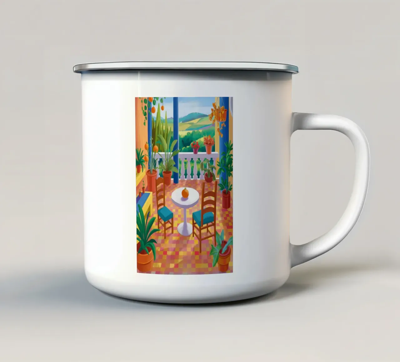 Camera da giardino inondata di sole tazza in smalto da Lyra Glaze