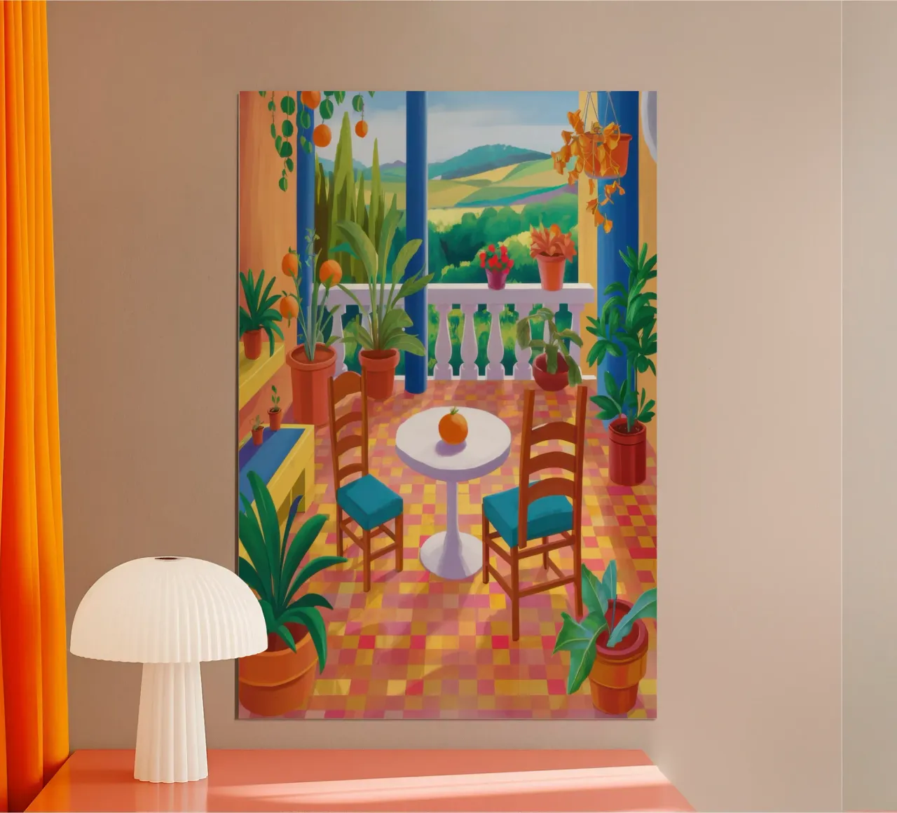 Camera da giardino inondata di sole poster con telaio in plastica da Lyra Glaze