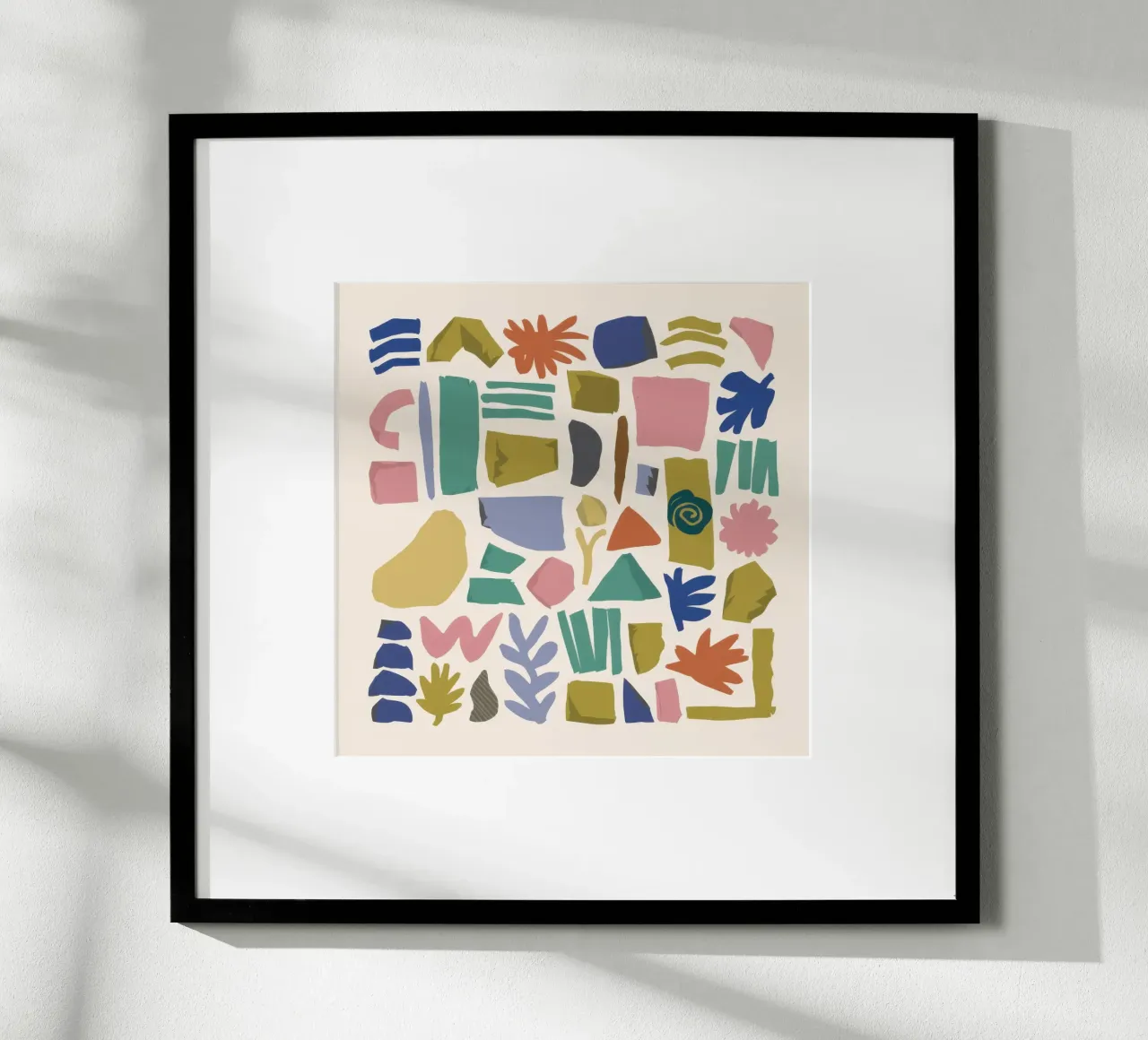 Terrazzo Shape Scatter poster con telaio in plastica da Snow Mist