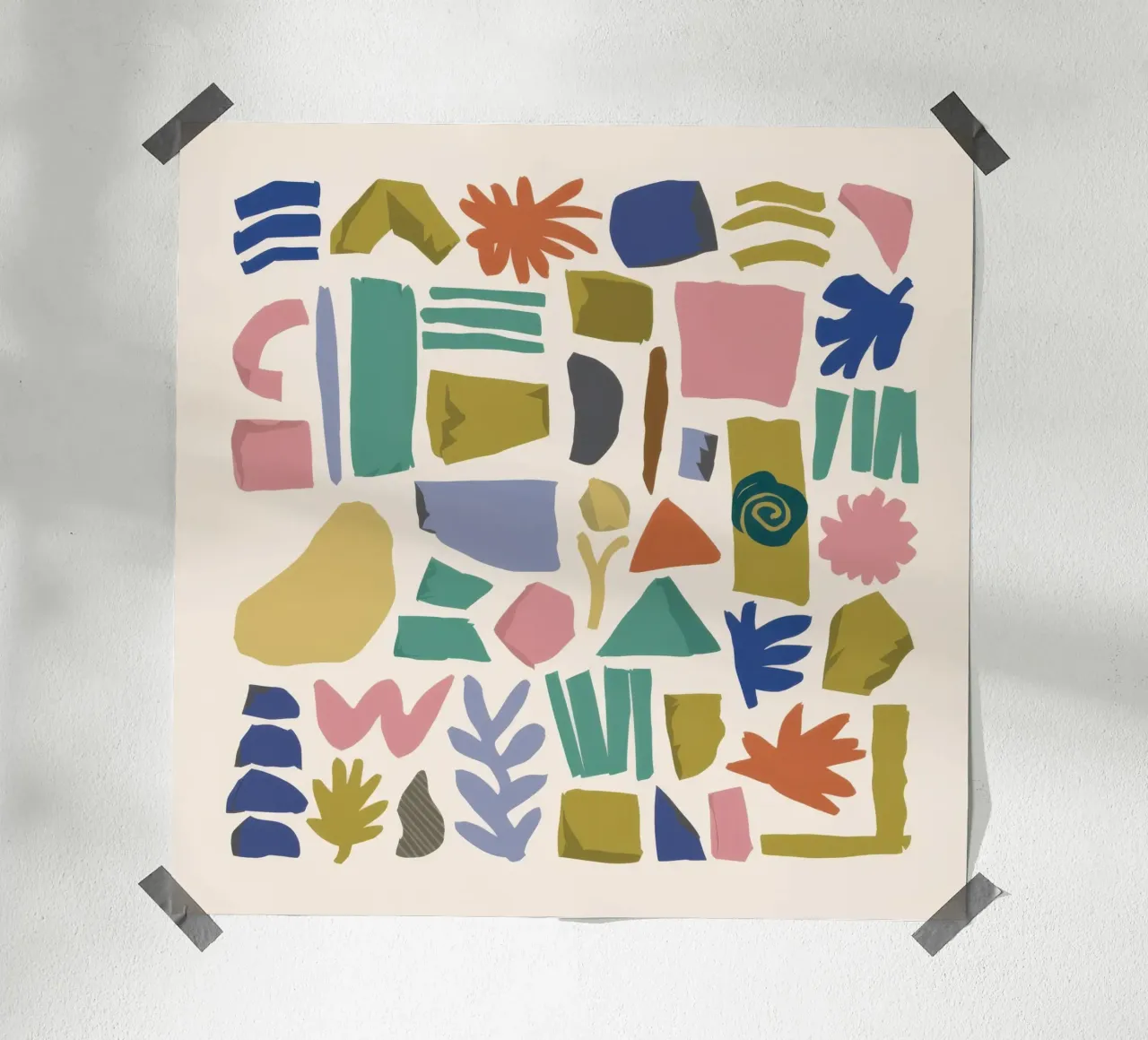 Terrazzo Shape Scatter poster con telaio in plastica da Snow Mist