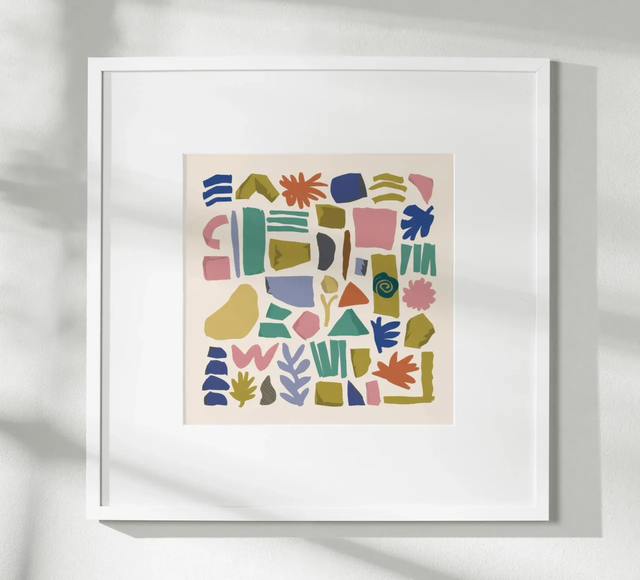 Terrazzo Shape Scatter poster con telaio in plastica da Snow Mist
