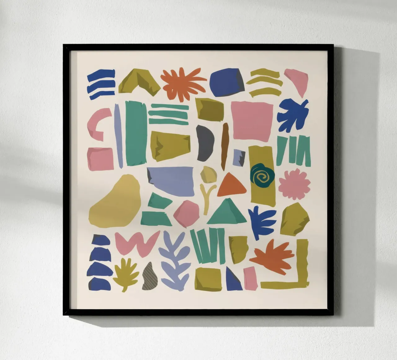 Terrazzo Shape Scatter poster con telaio in plastica da Snow Mist