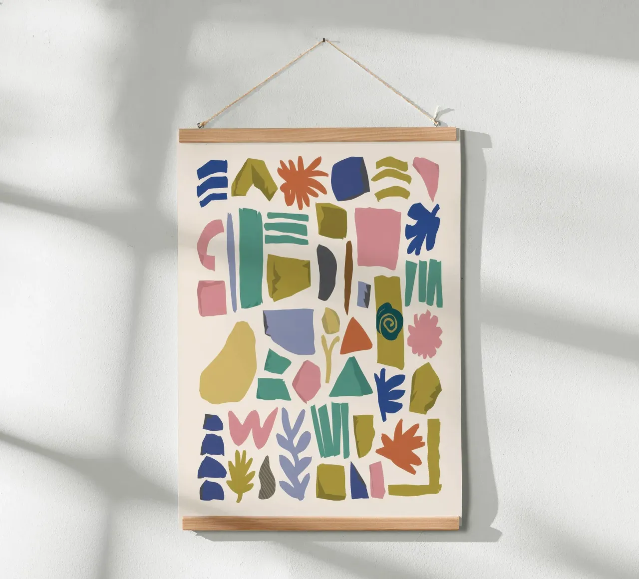 Terrazzo Shape Scatter poster con telaio in plastica da Snow Mist