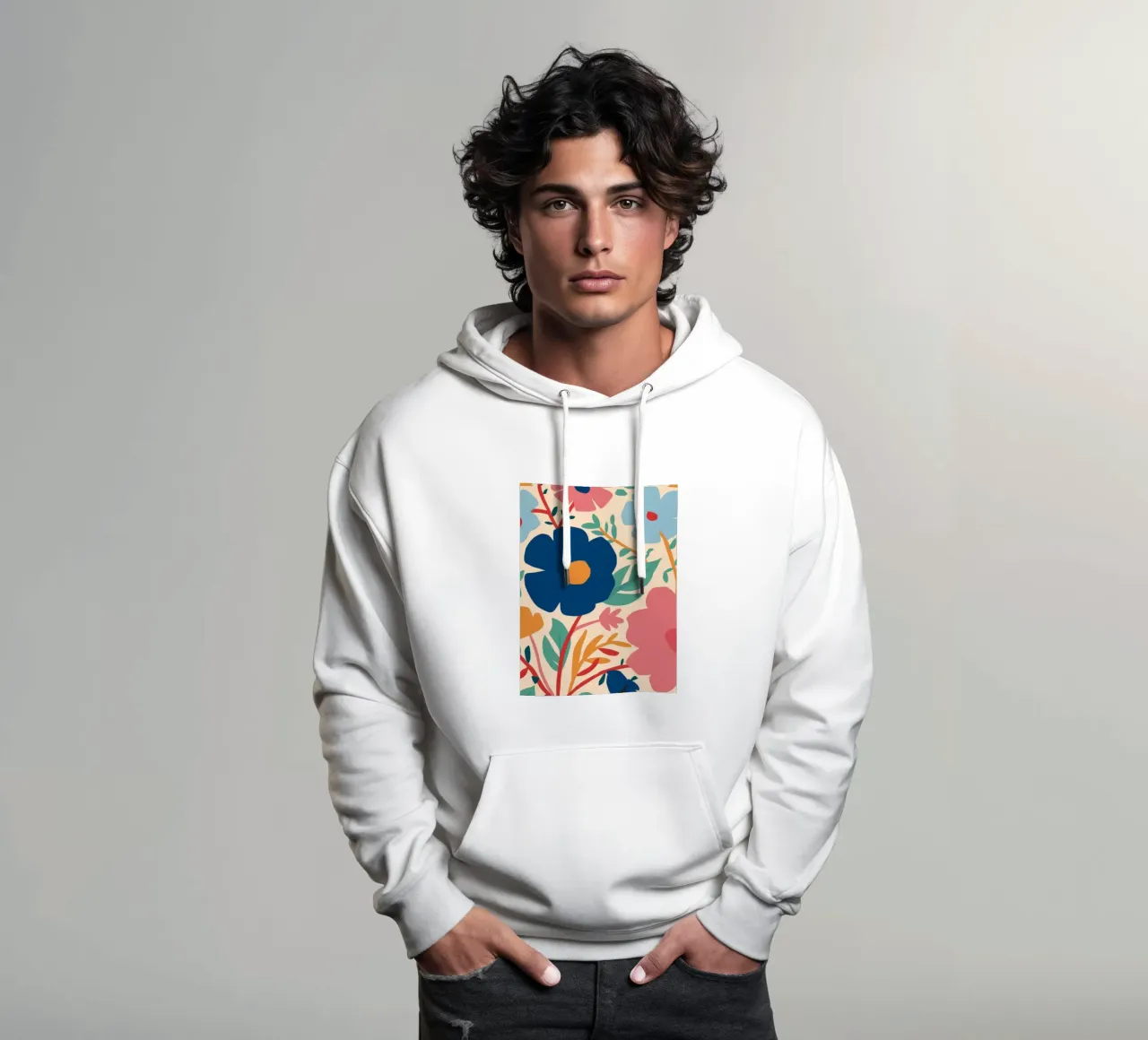 Fiore blu semplice felpa con cappuccio da Lyra Glaze