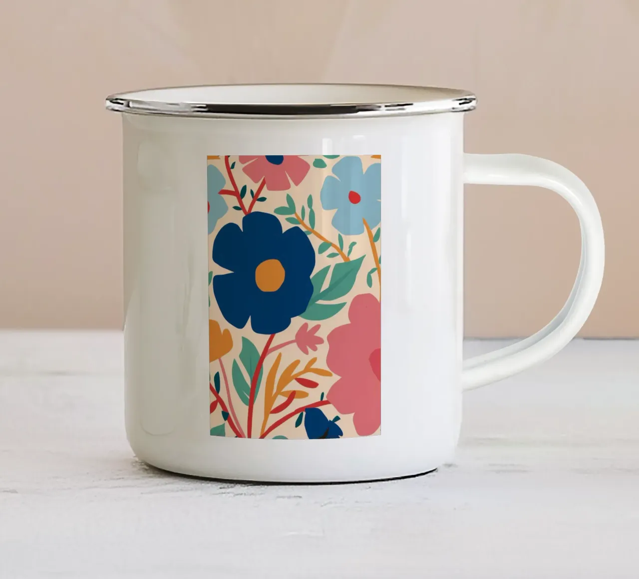 Fiore blu semplice tazza in smalto da Lyra Glaze