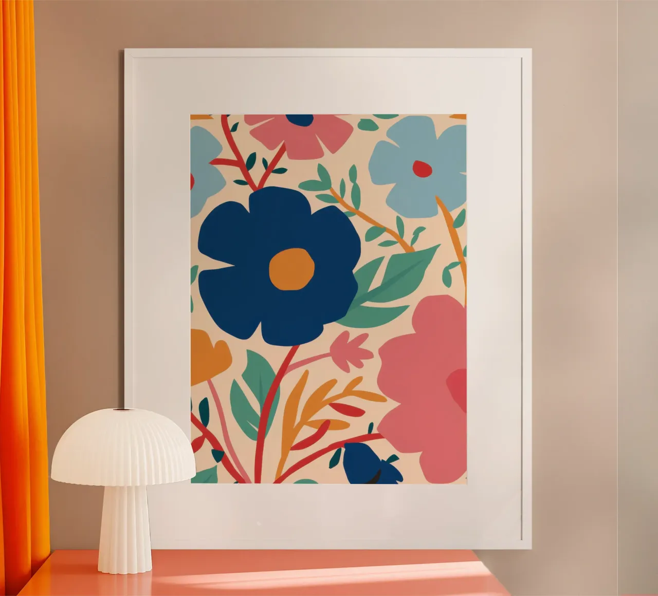 Fiore blu semplice poster con telaio in plastica da Lyra Glaze